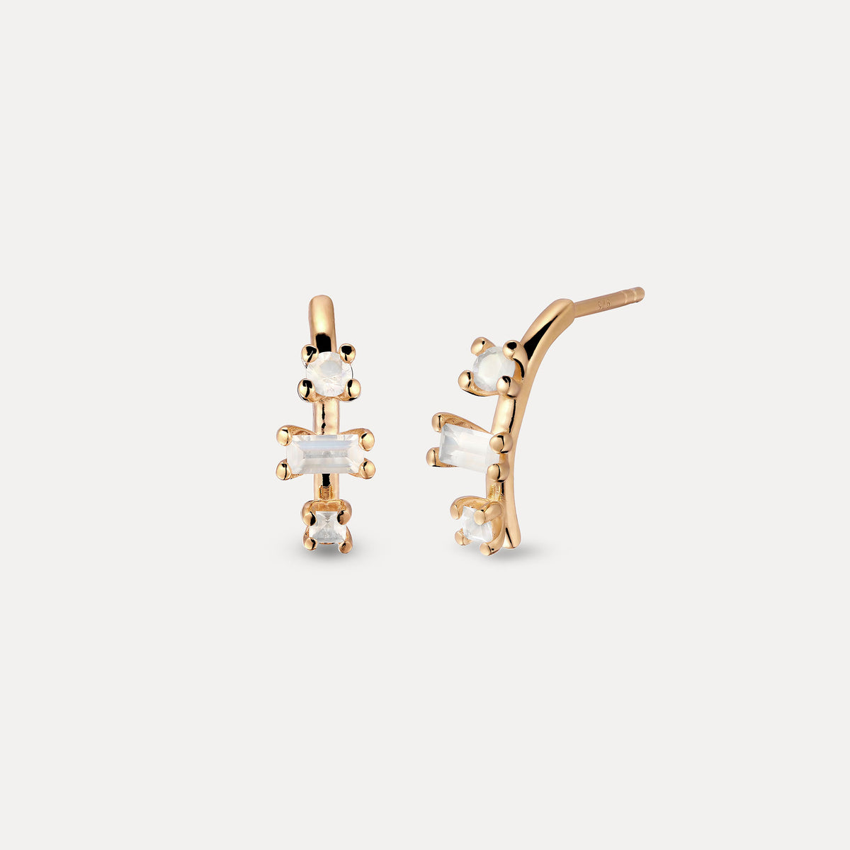 Weißer Mondstein Ohrstecker | 585 Gold