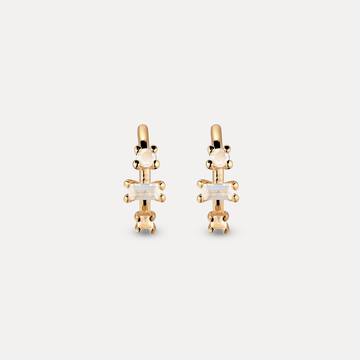 Weißer Mondstein Ohrstecker | 585 Gold