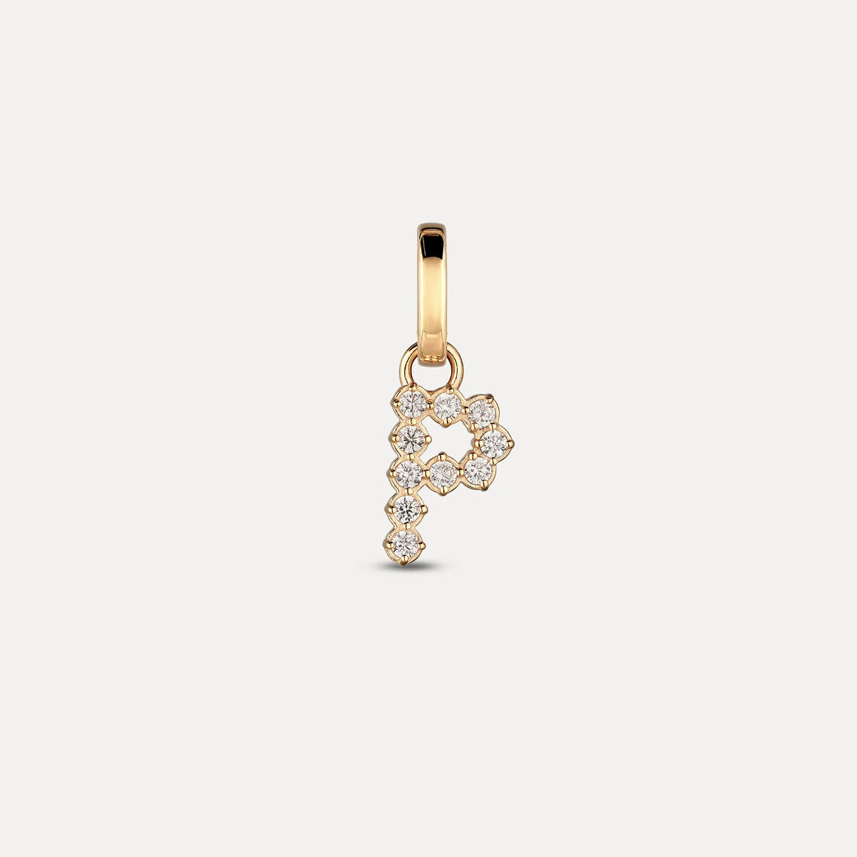 Zirconia Letter Pendant - P in 24k Gold Vermeil