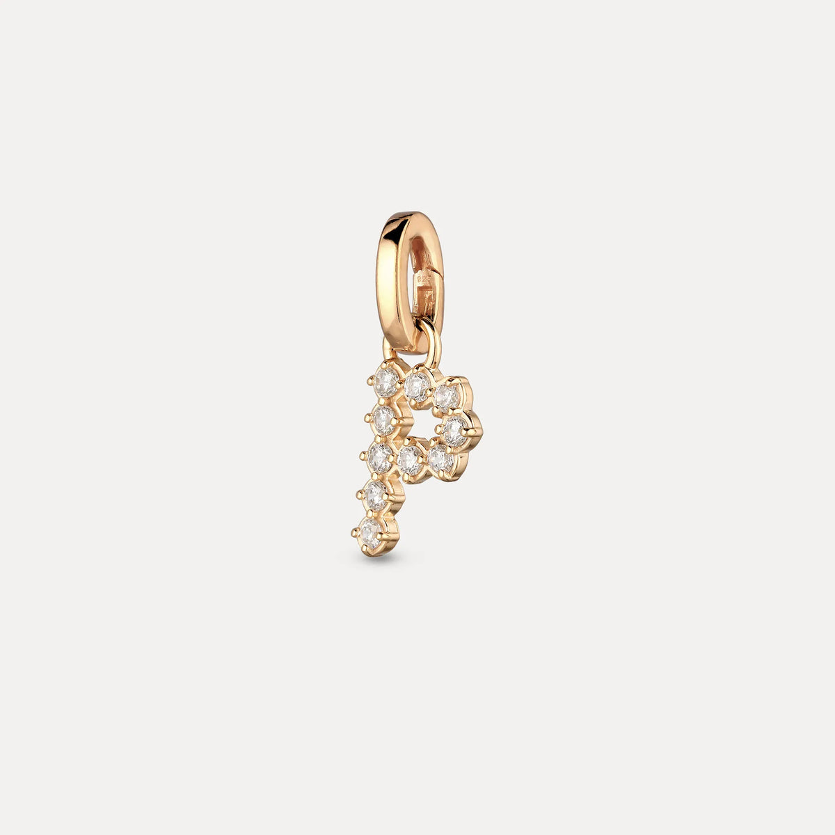 Zirconia Letter Pendant - P in 24k Gold Vermeil