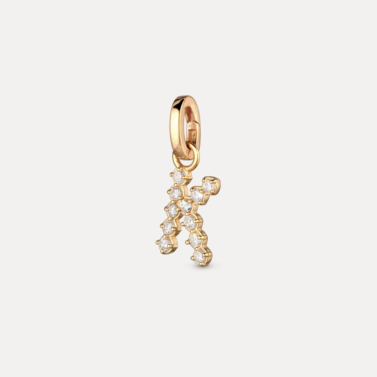 Zirconia Letter Pendant - K in 24k Gold Vermeil