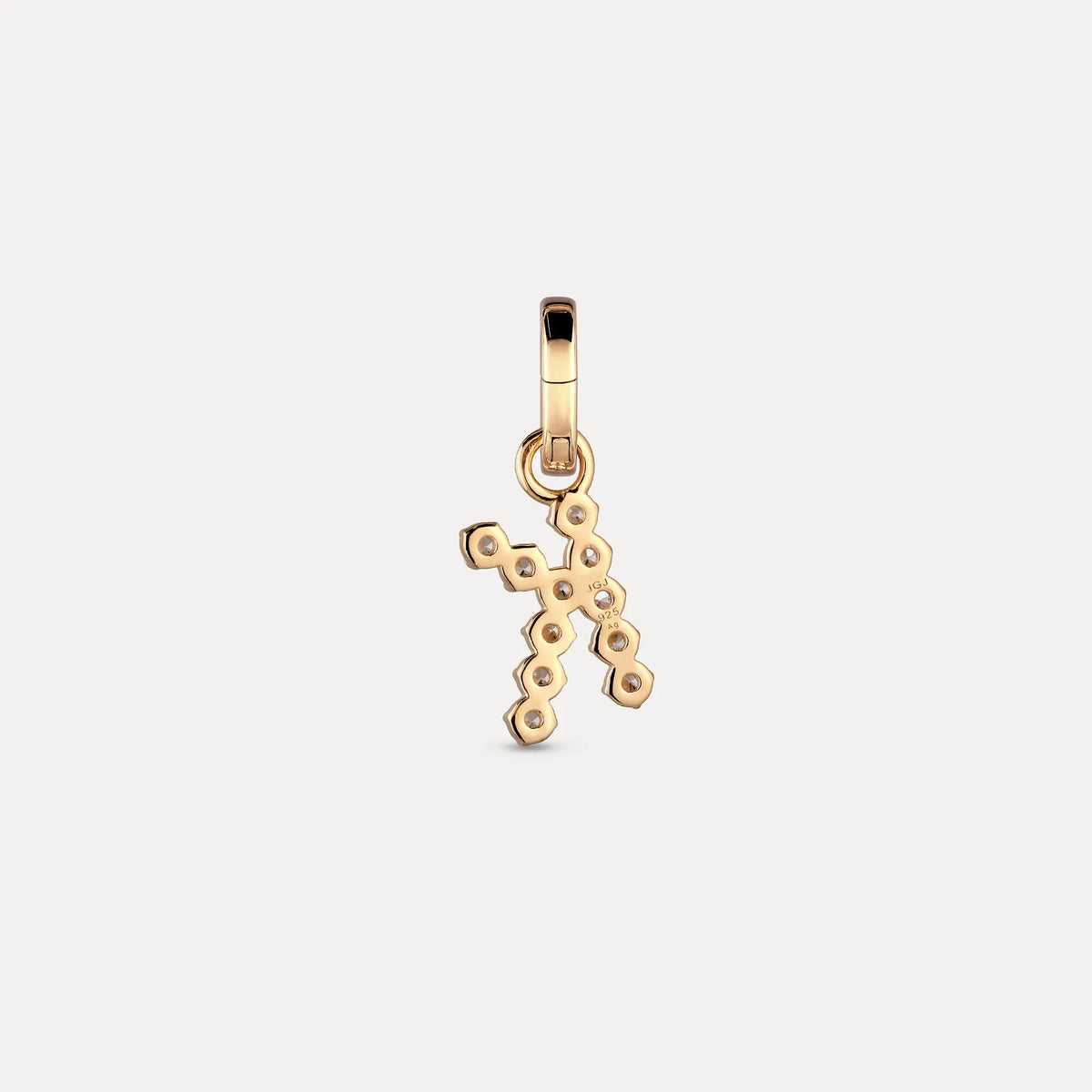 Zirconia Letter Pendant - K in 24k Gold Vermeil