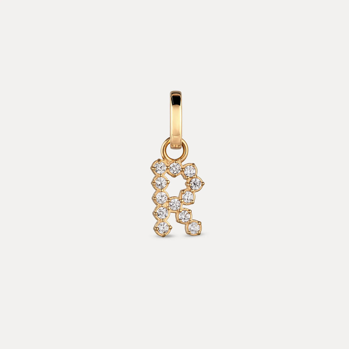 Zirconia Letter Pendant - R in 24k Gold Vermeil