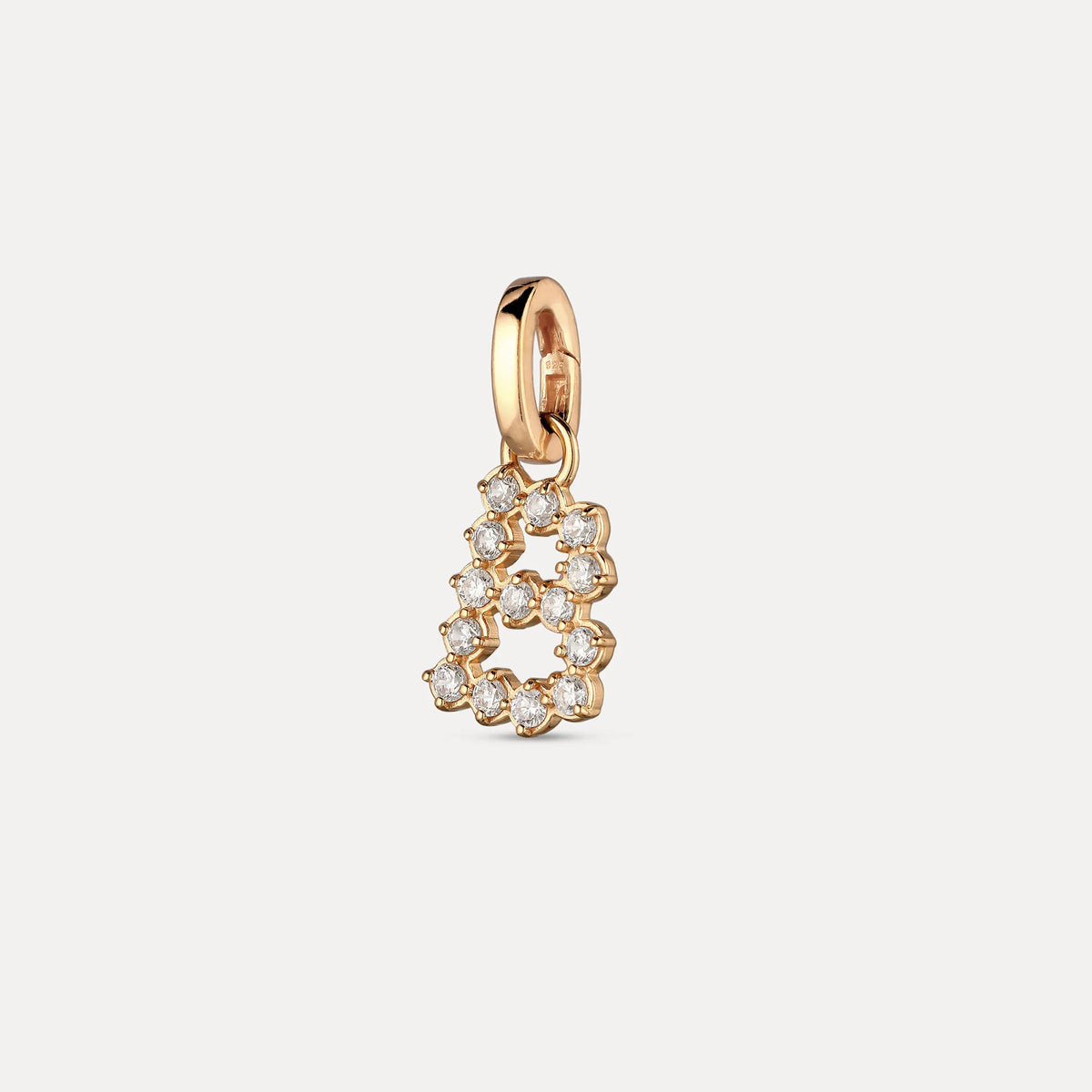 Zirconia Letter Pendant - B in 24k Gold Vermeil