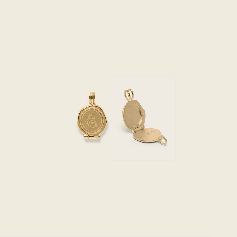 Sun Seal Locket Pendant 14k Solid Gold