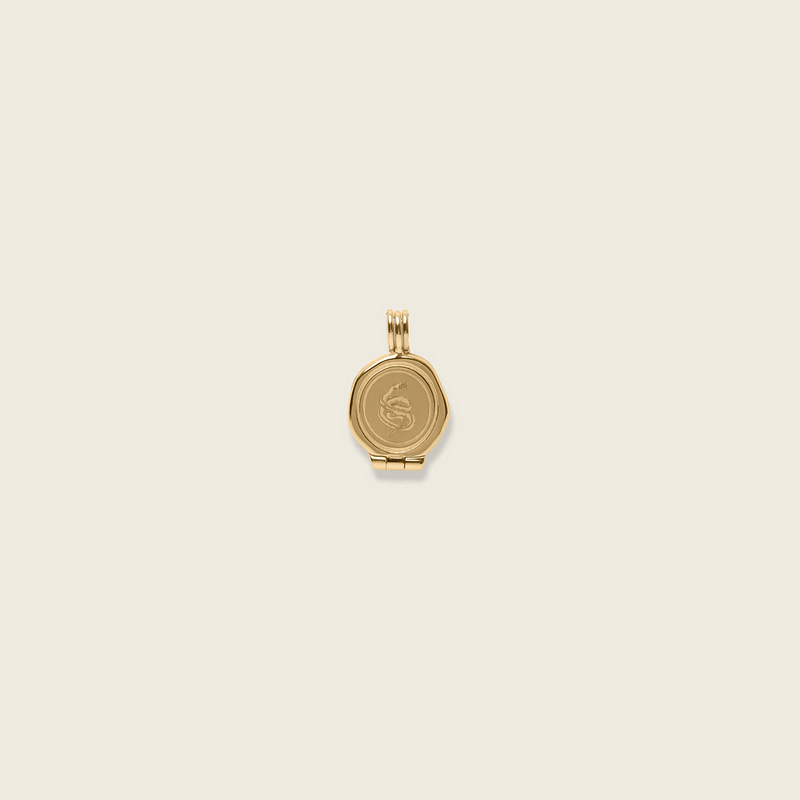 Sun Seal Locket Pendant 14k Solid Gold
