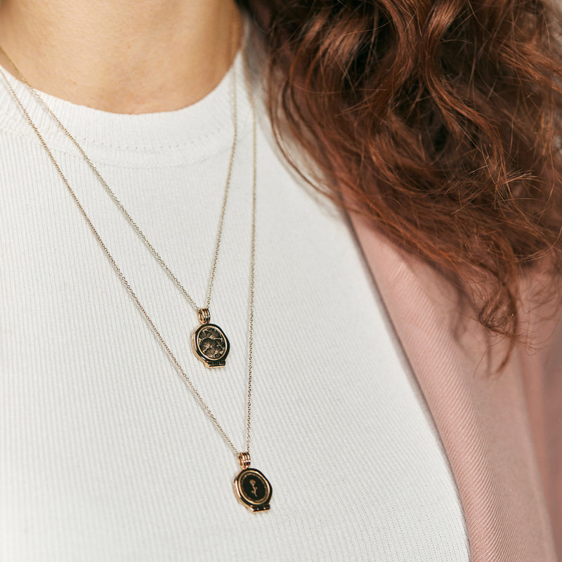 Nouveau Flower Seal Locket Necklace