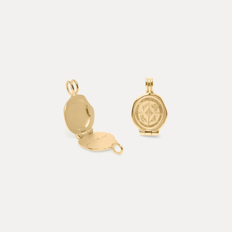 Ad Astra Seal Locket Pendant 14k Solid Gold