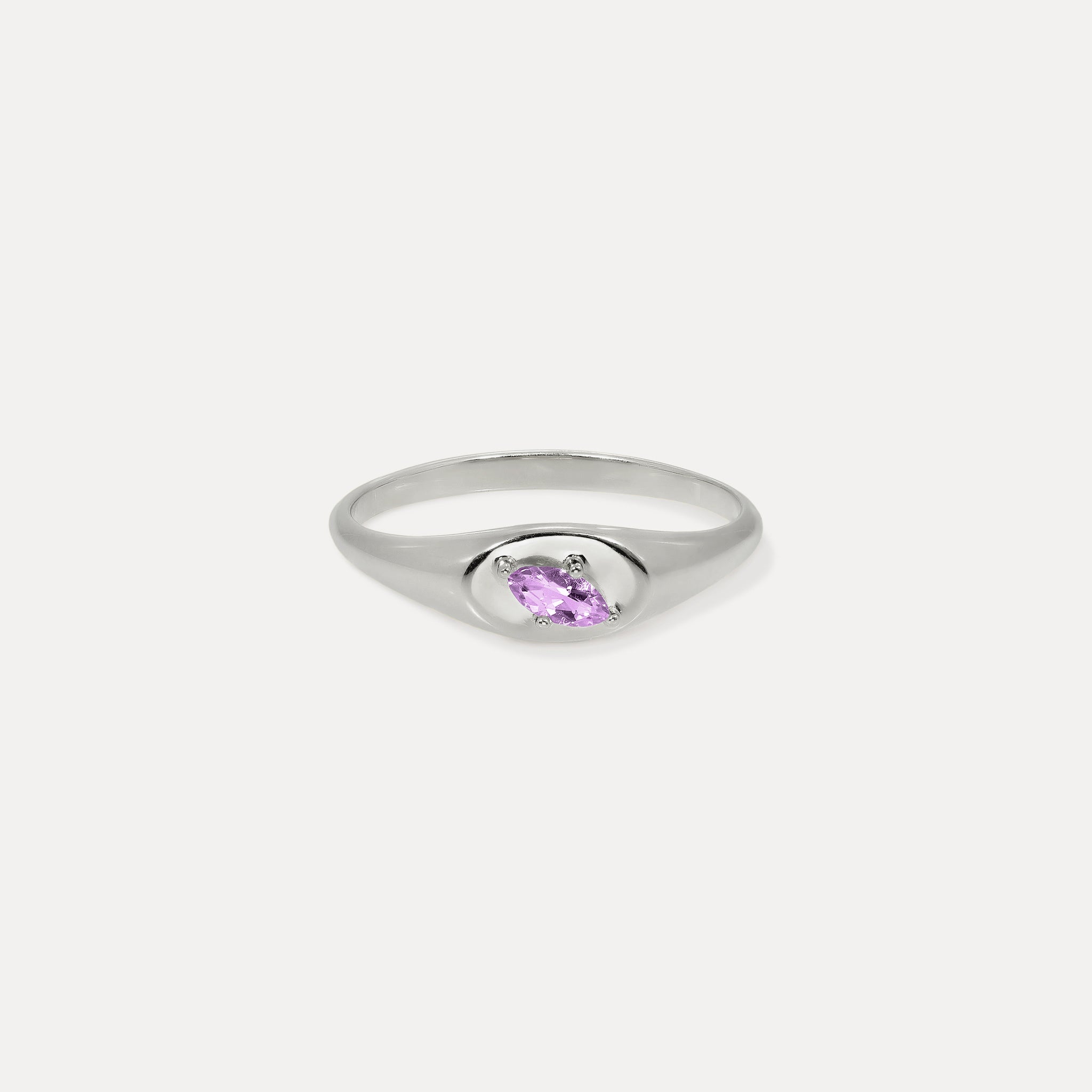 Amethyst Navette Platform Signet Ring