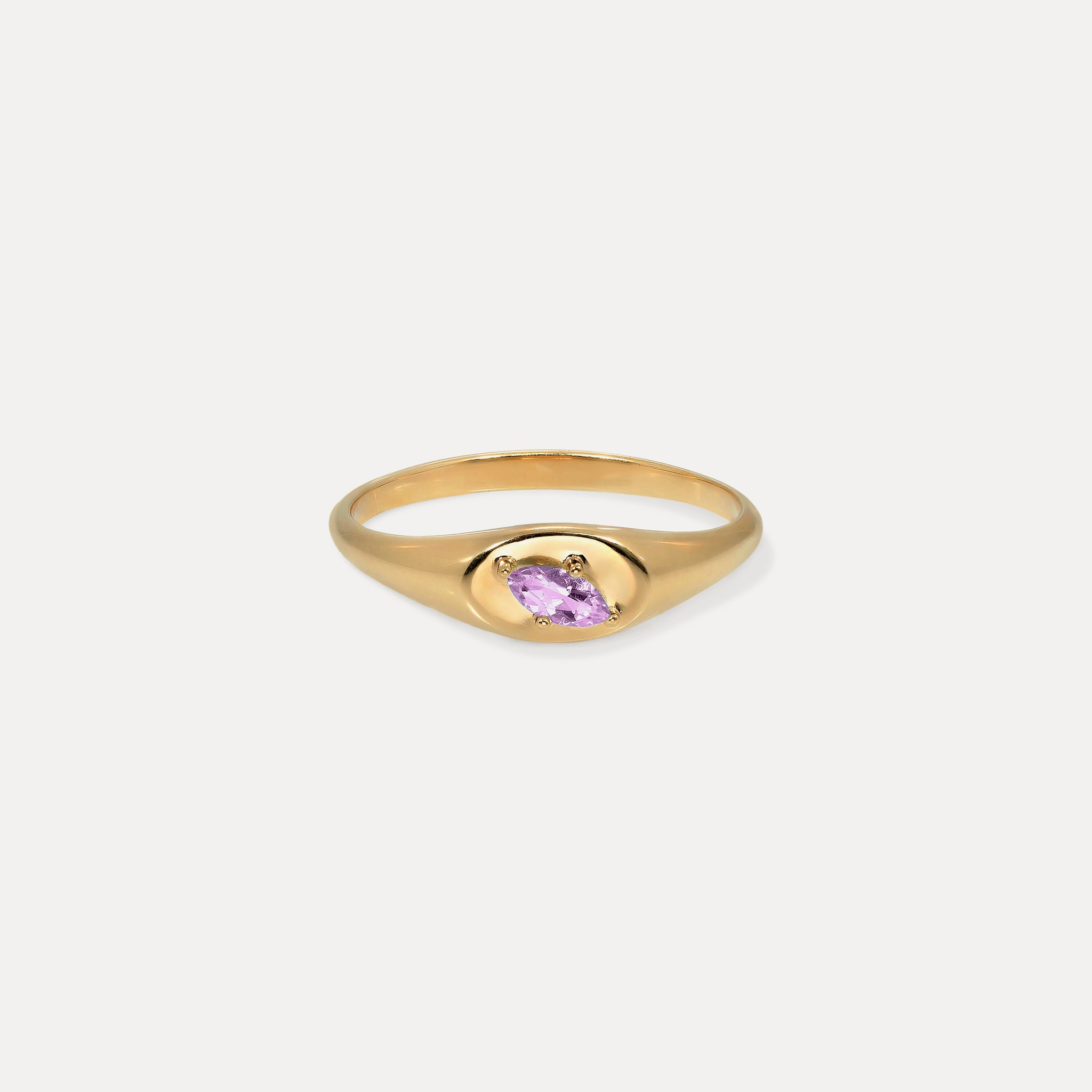 Amethyst Navette Platform Signet Ring