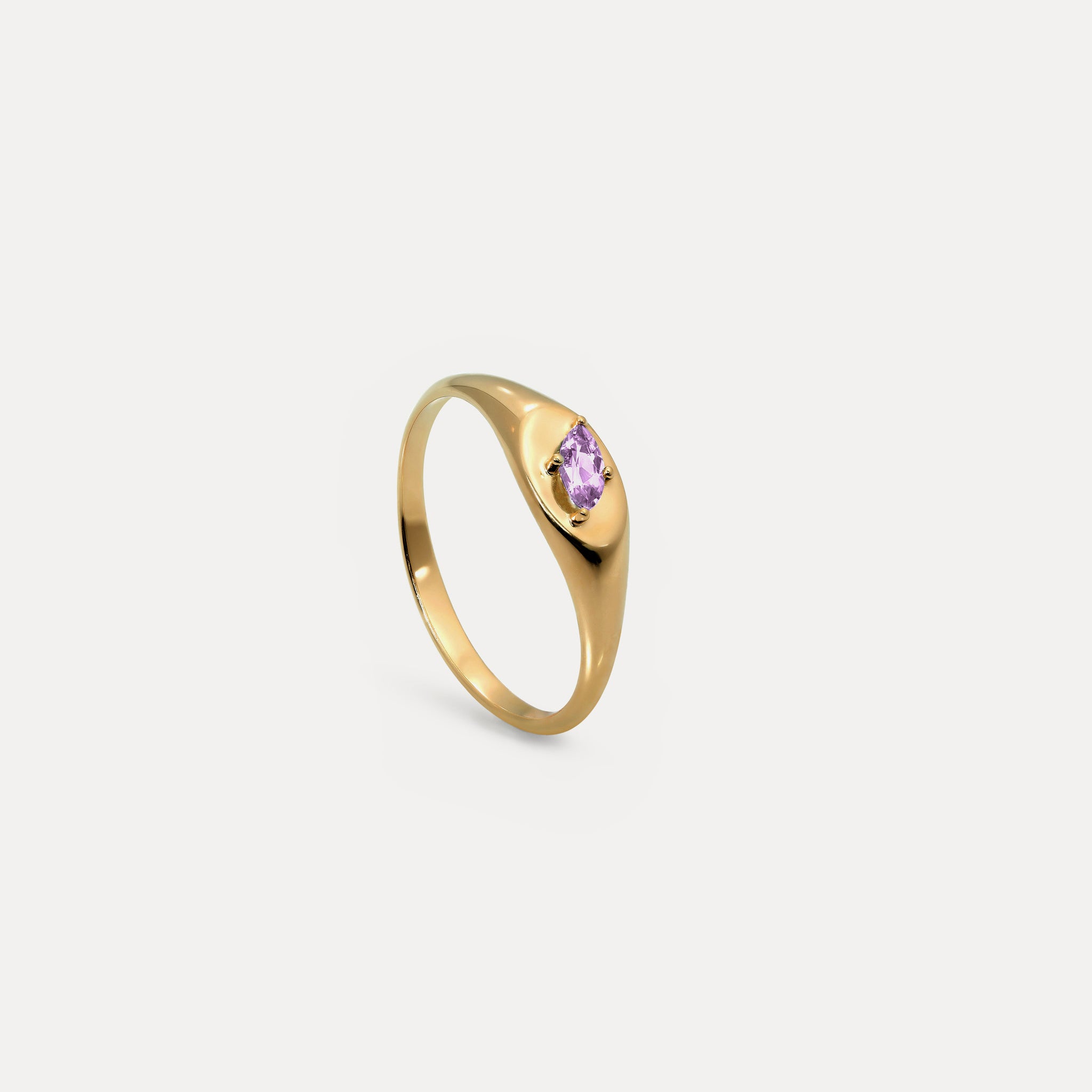 Amethyst Navette Platform Signet Ring