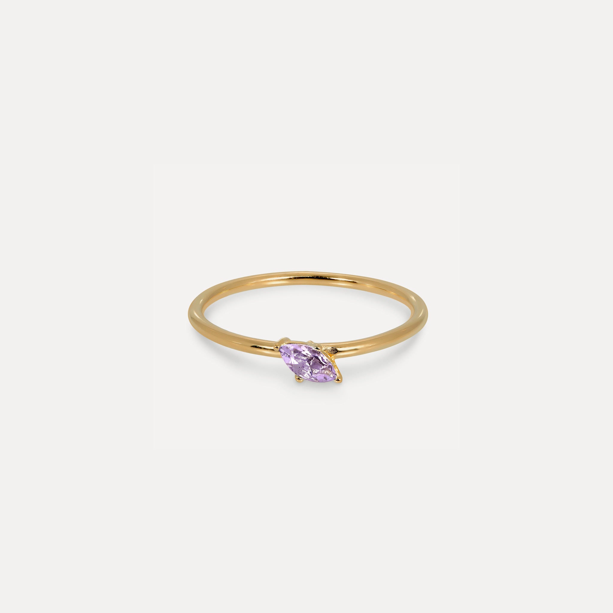 Amethyst Navette Solitaire Ring