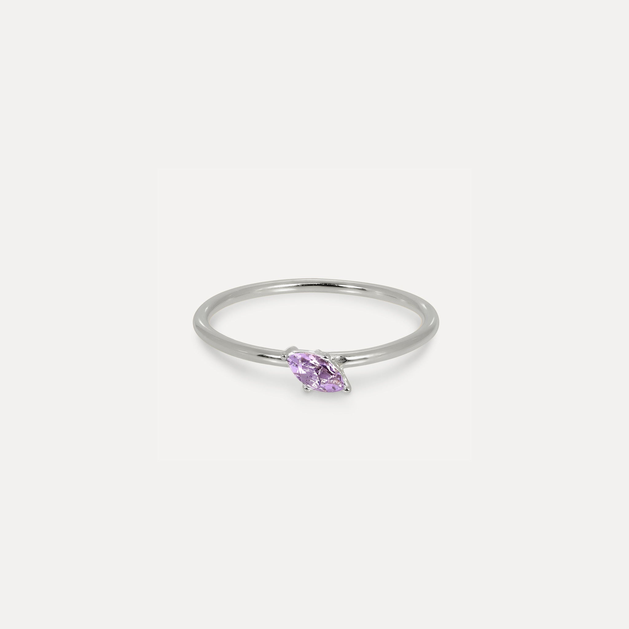 Amethyst Navette Solitaire Ring