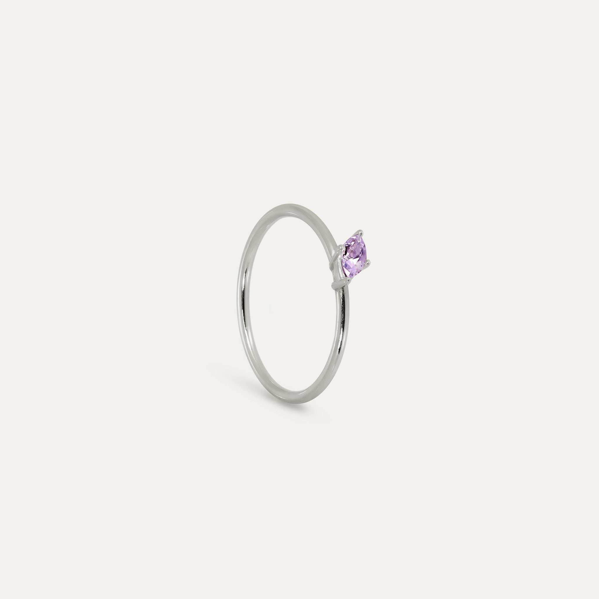 Amethyst Navette Solitaire Ring