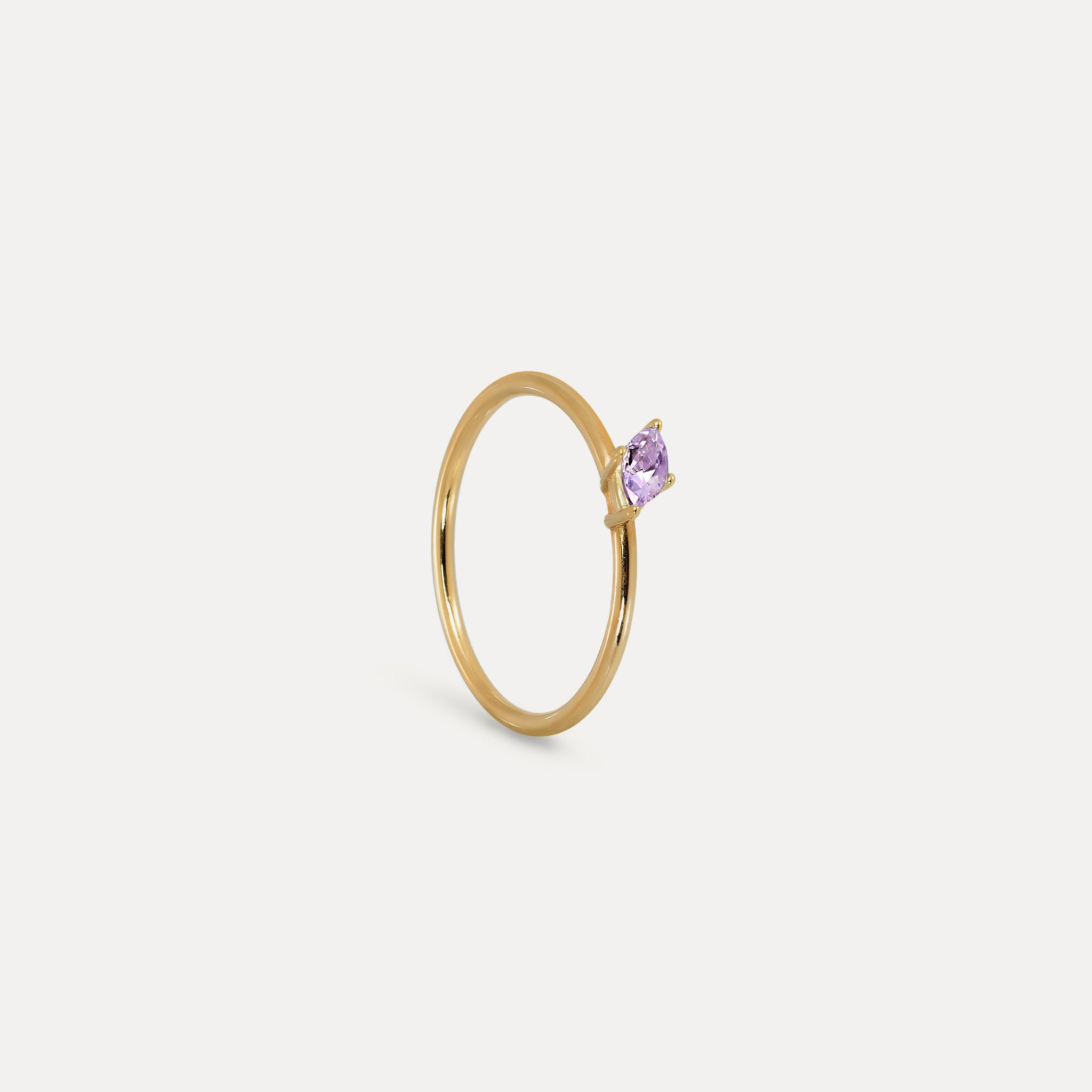 Amethyst Navette Solitaire Ring