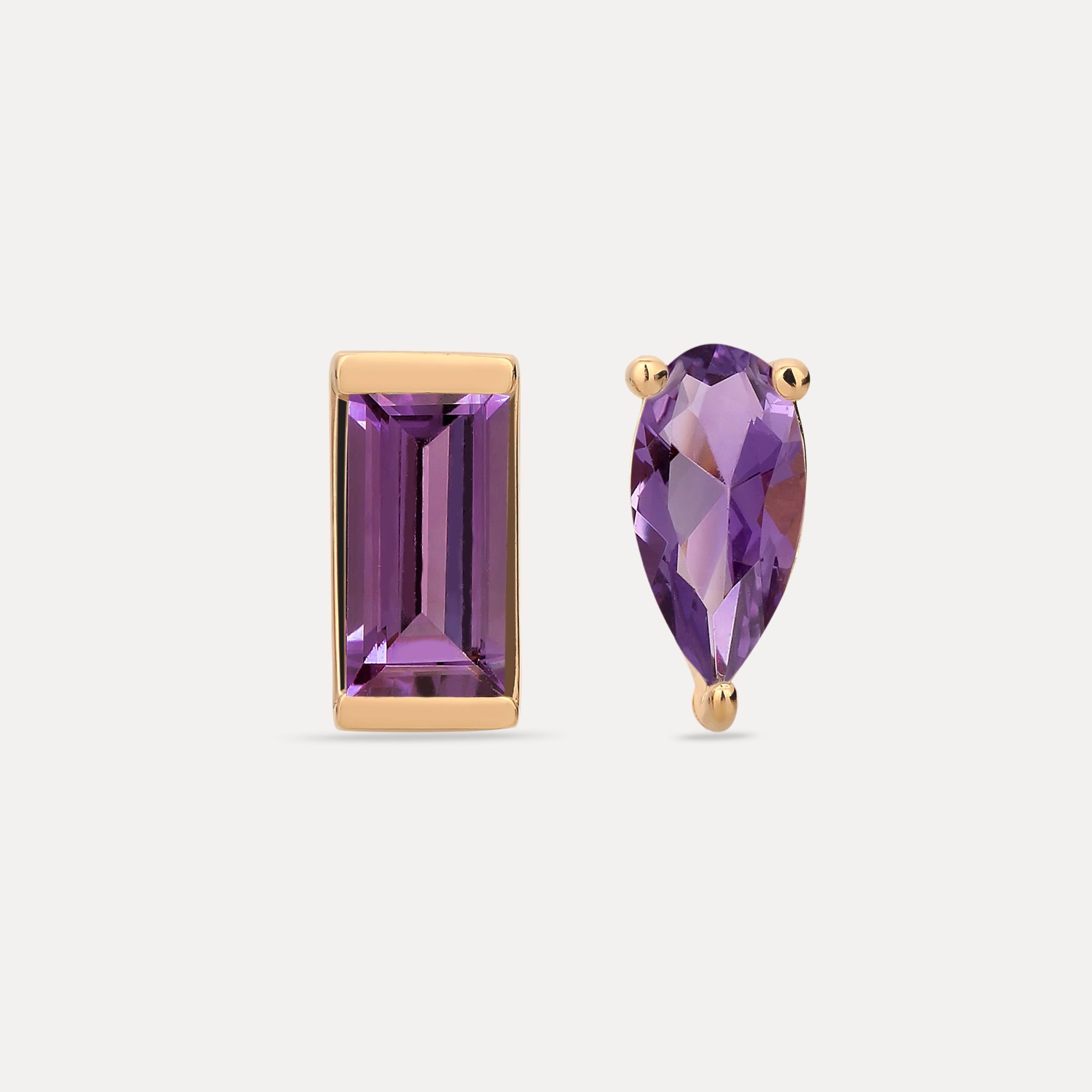Amethyst Balance Stud Earrings | 14K Gold