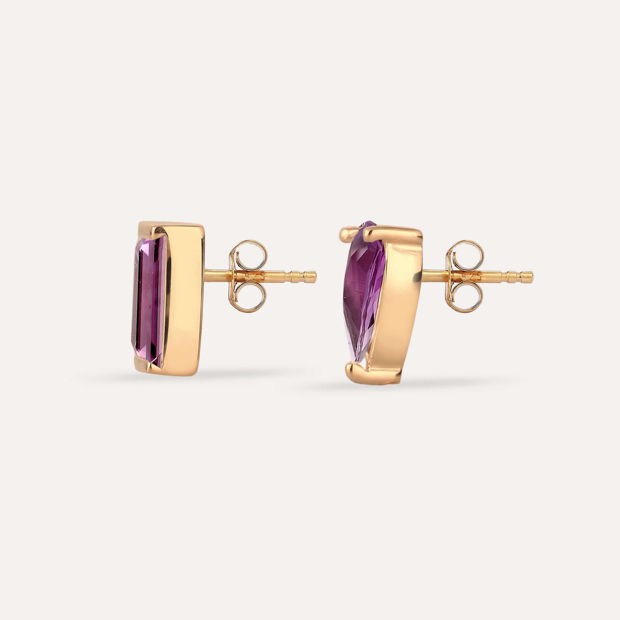 Amethyst Balance Stud Earrings | 14K Gold