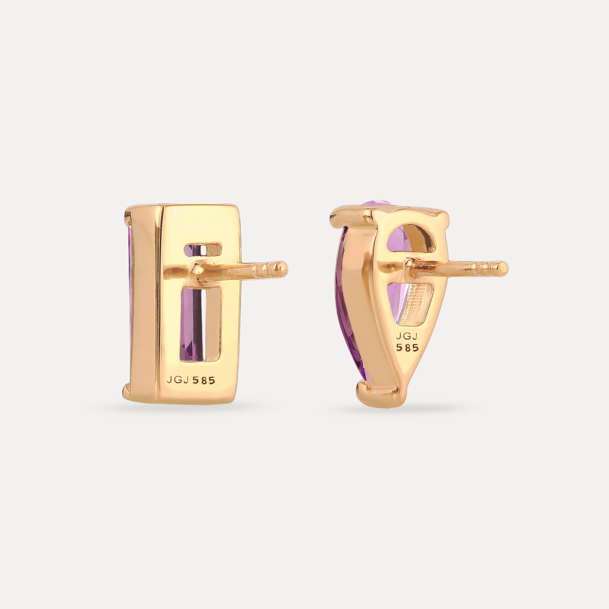 Amethyst Balance Stud Earrings | 14K Gold