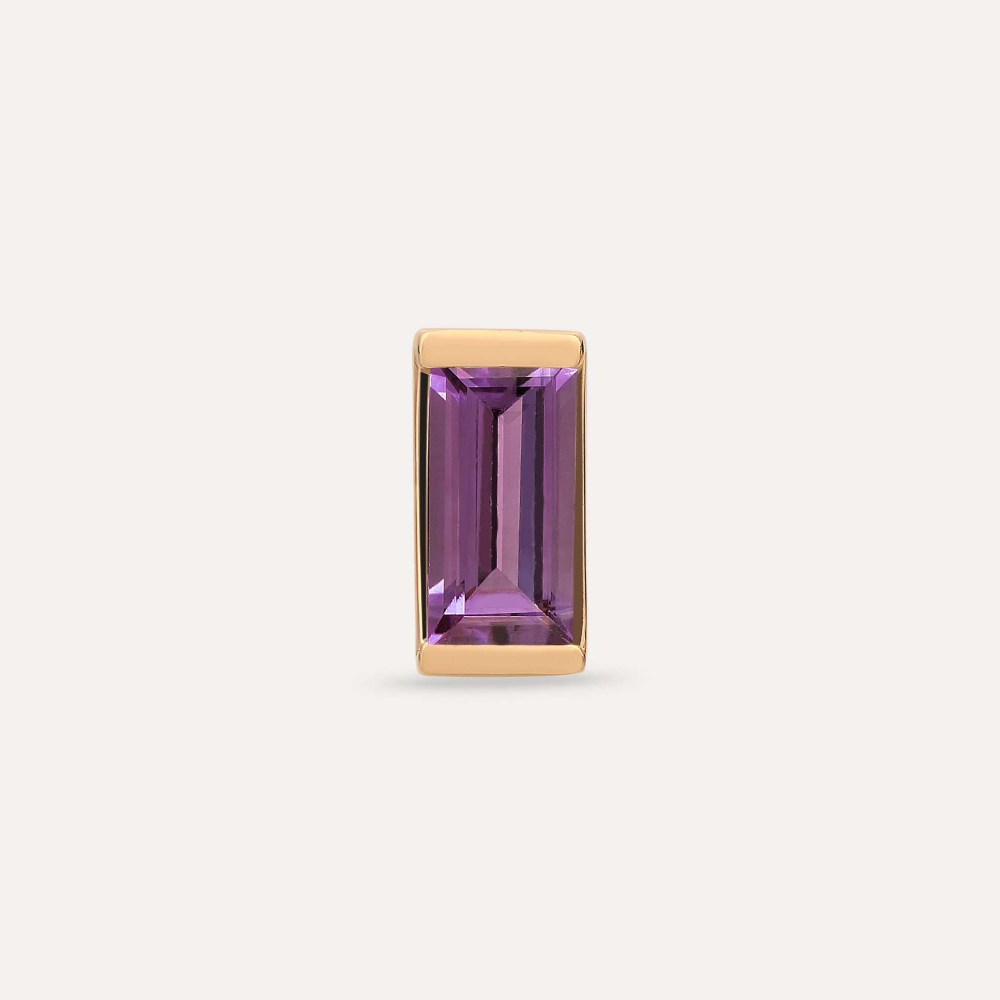 Amethyst Balance Baguette Stud Earring - Single | 14K Gold