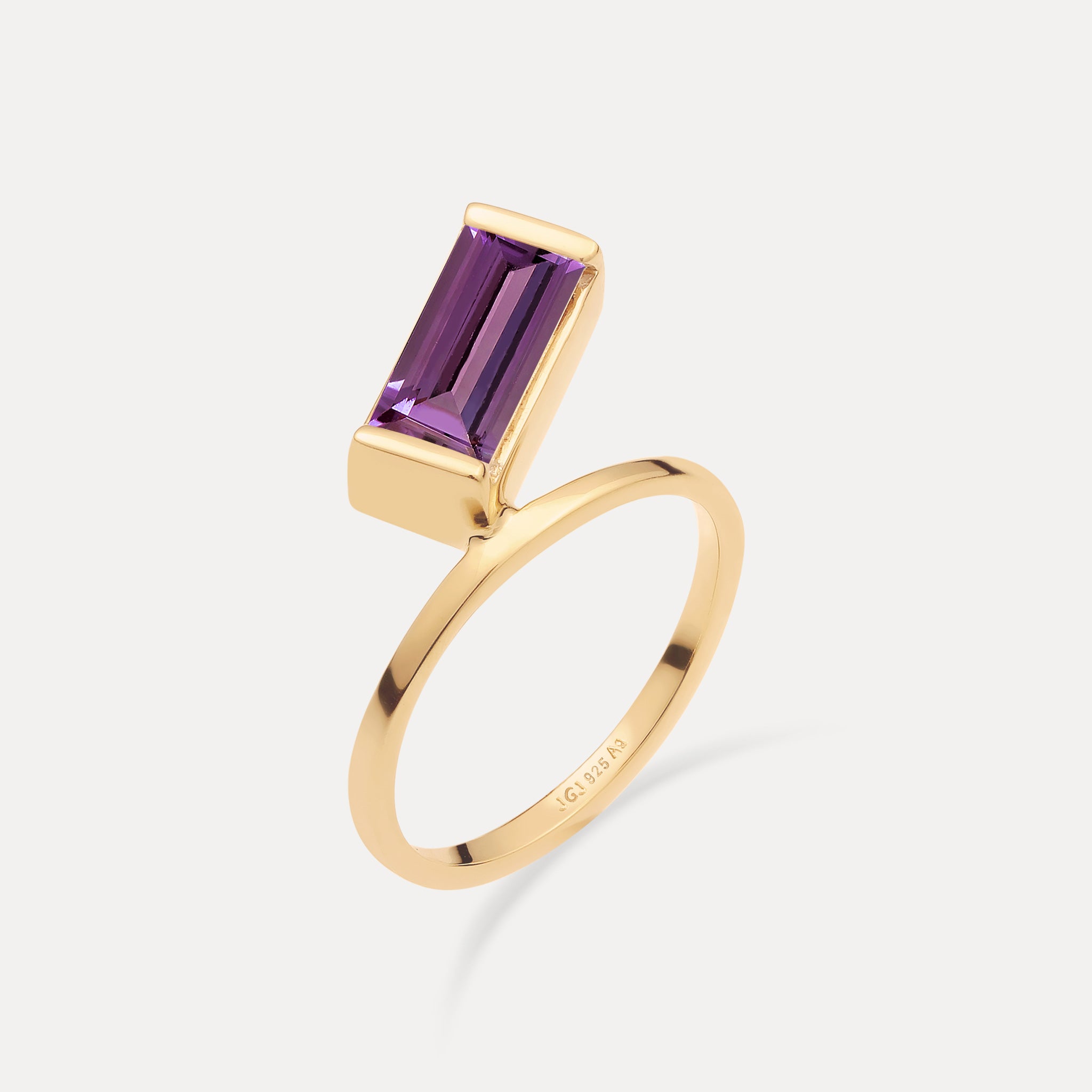 Amethyst Balance Baguette Ring