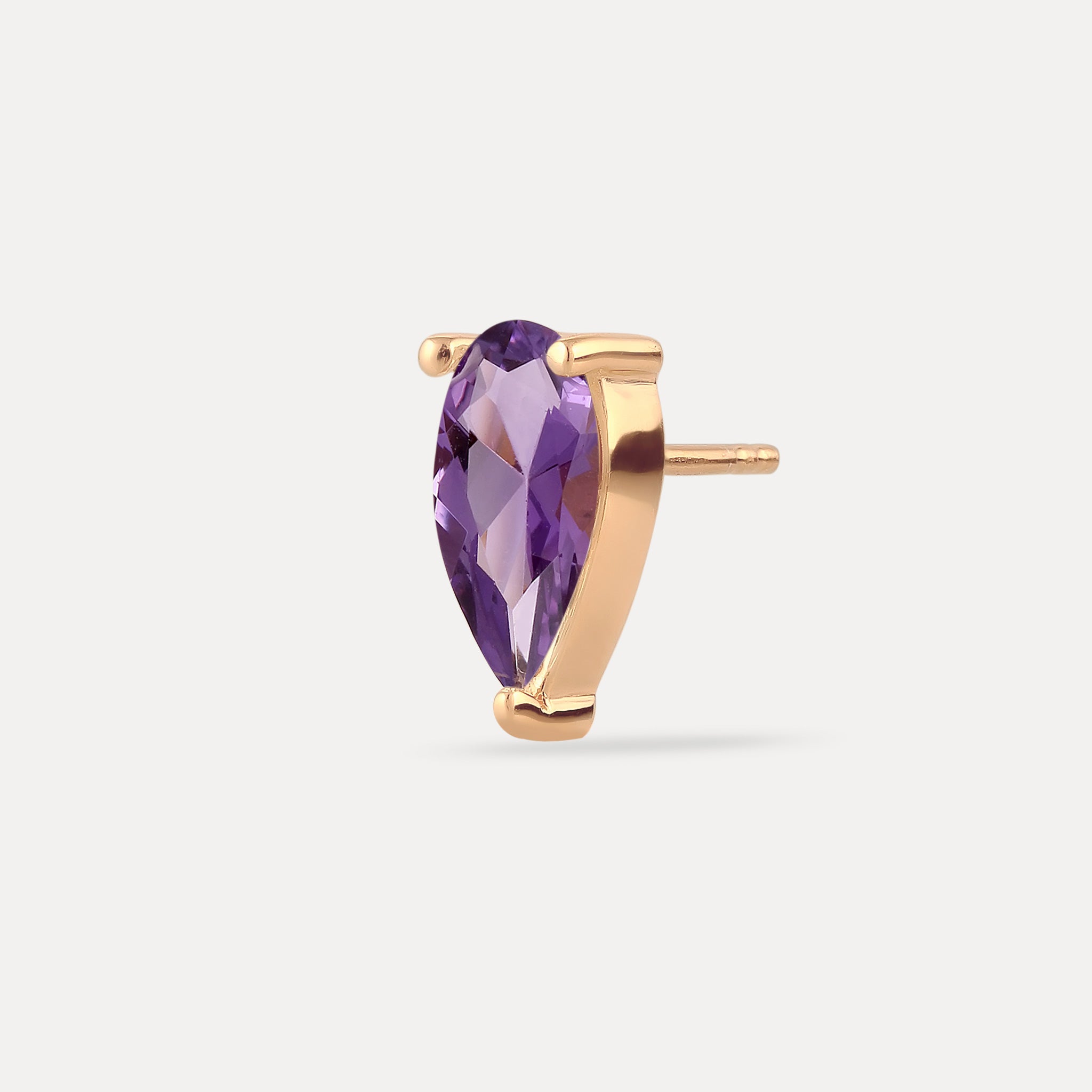 Amethyst Balance Dop Stud Earring - Single | 14K Gold