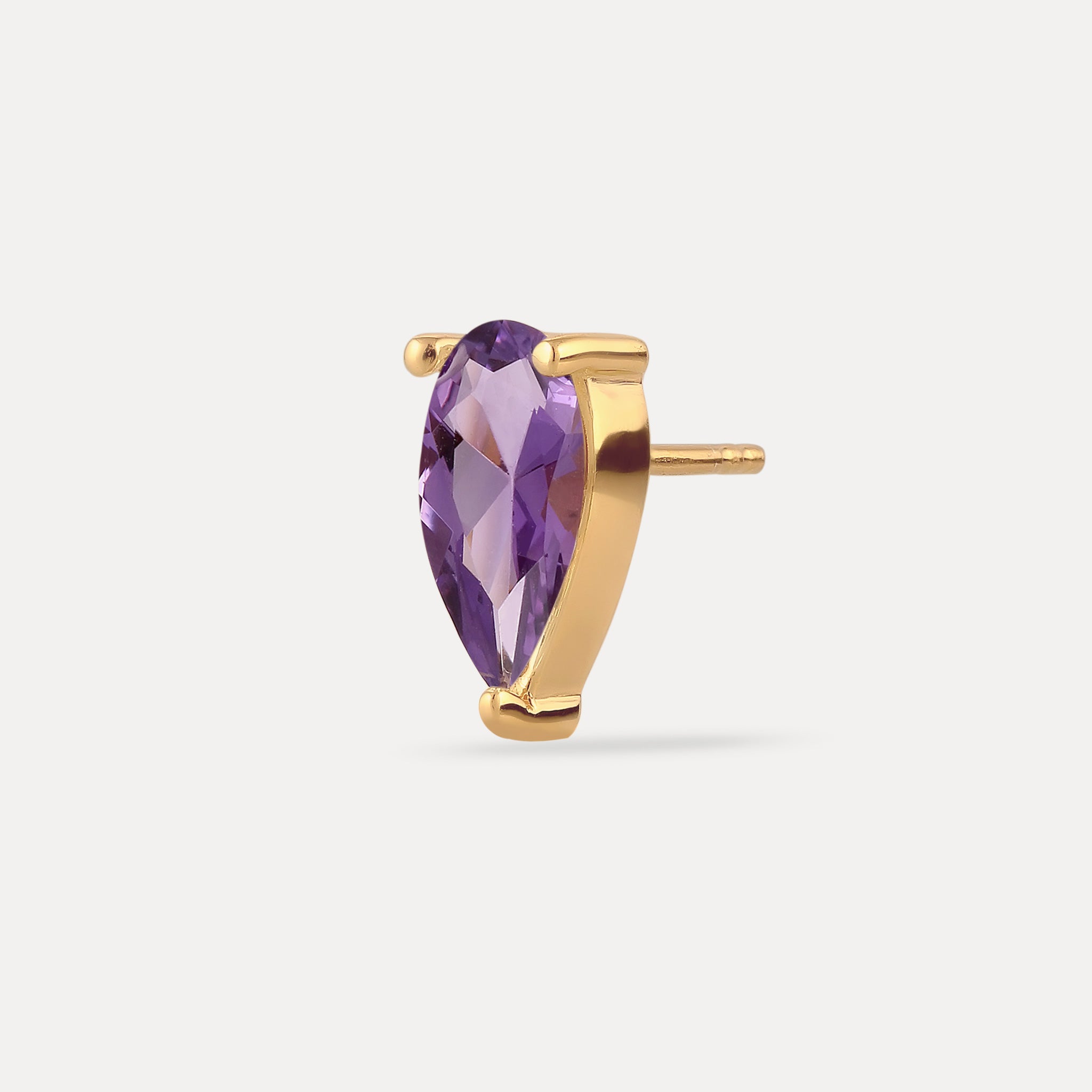 Amethyst Balance Drop Stud Earring - Single