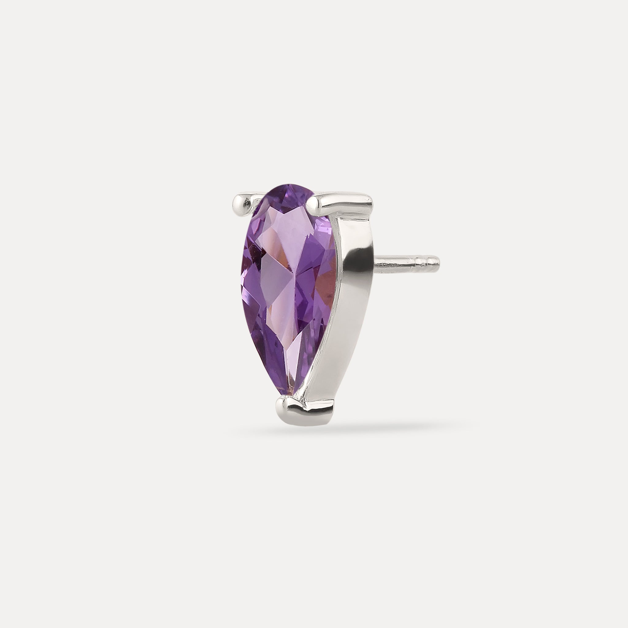 Amethyst Balance Drop Stud Earring - Single
