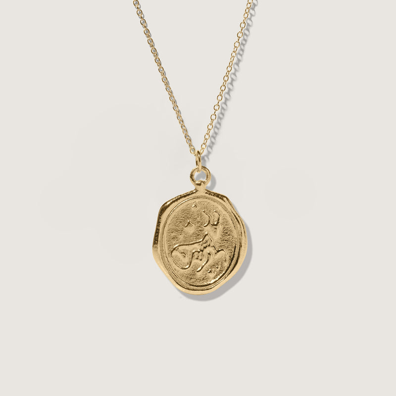 Zodiac Seal Necklace 14k Solid Gold