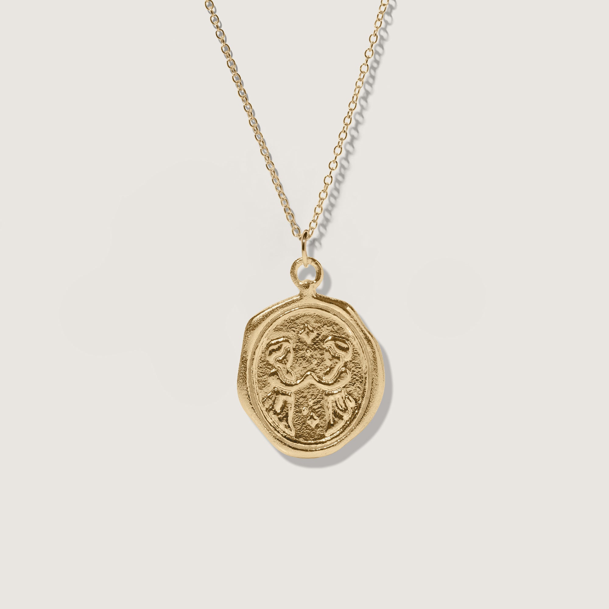 Zodiac Seal Necklace 14k Solid Gold