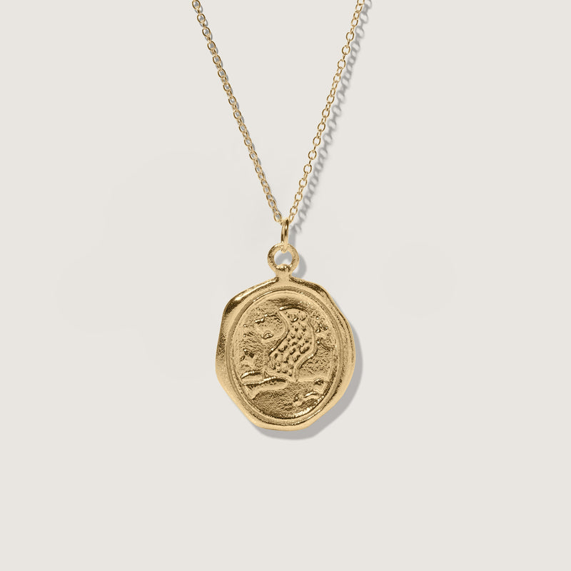 Zodiac Seal Necklace 14k Solid Gold