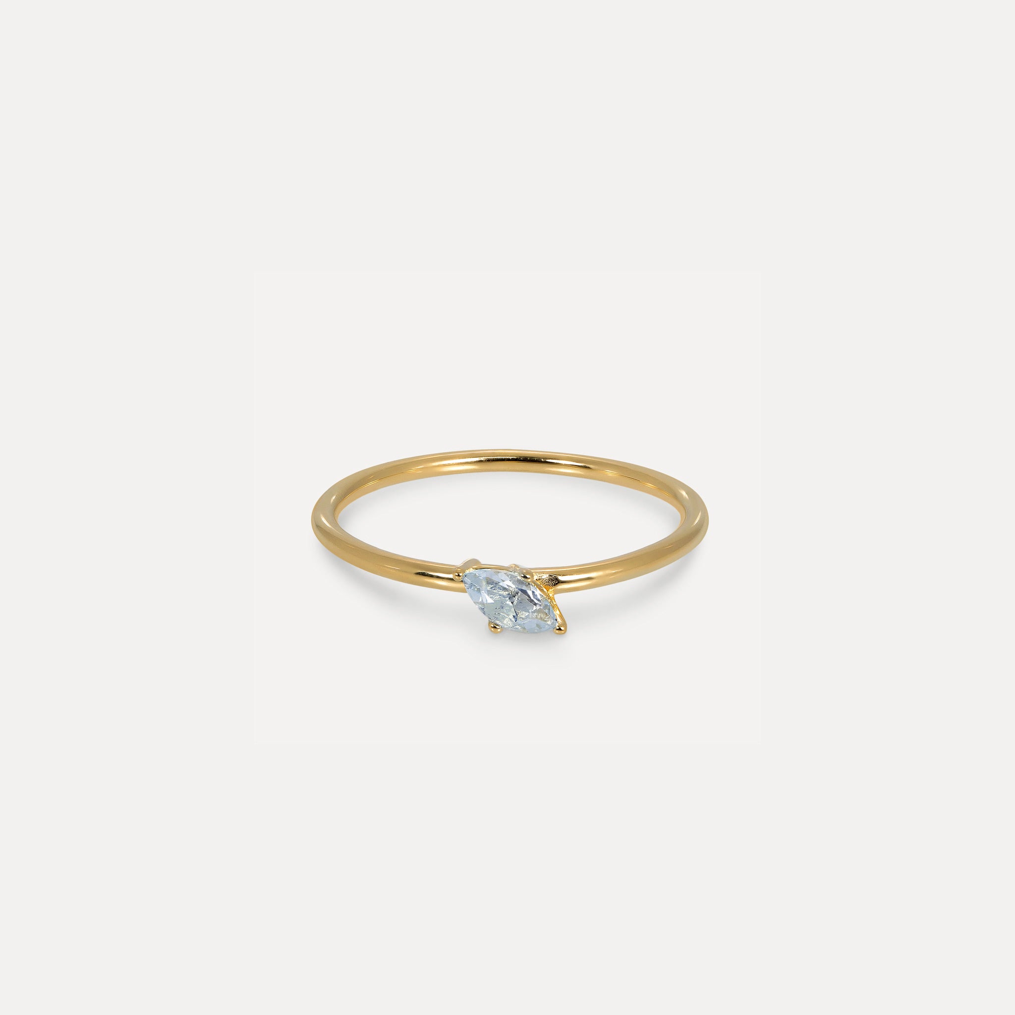 Aquamarine Navette Solitaire Ring