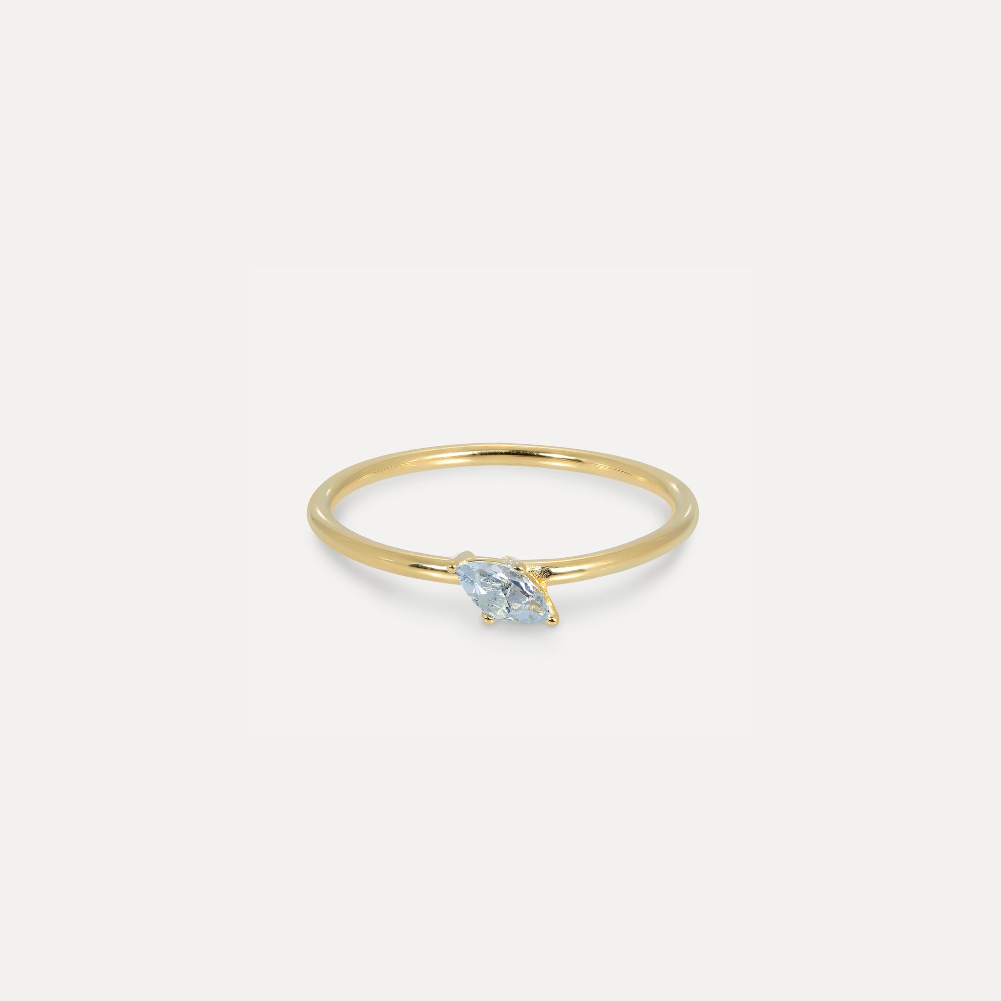 Aquamarine Navette Solitaire Ring | 14k Gold