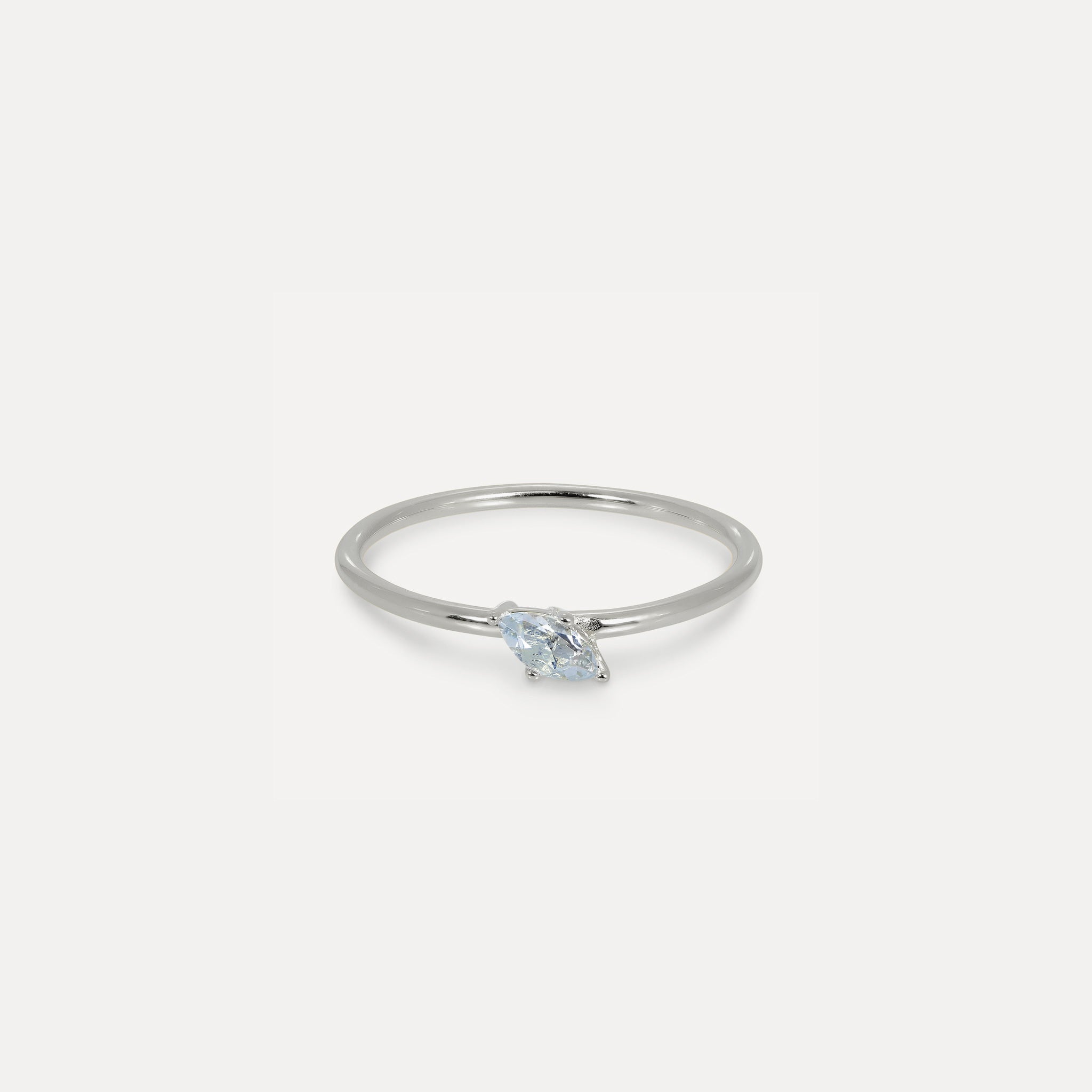 Aquamarine Navette Solitaire Ring