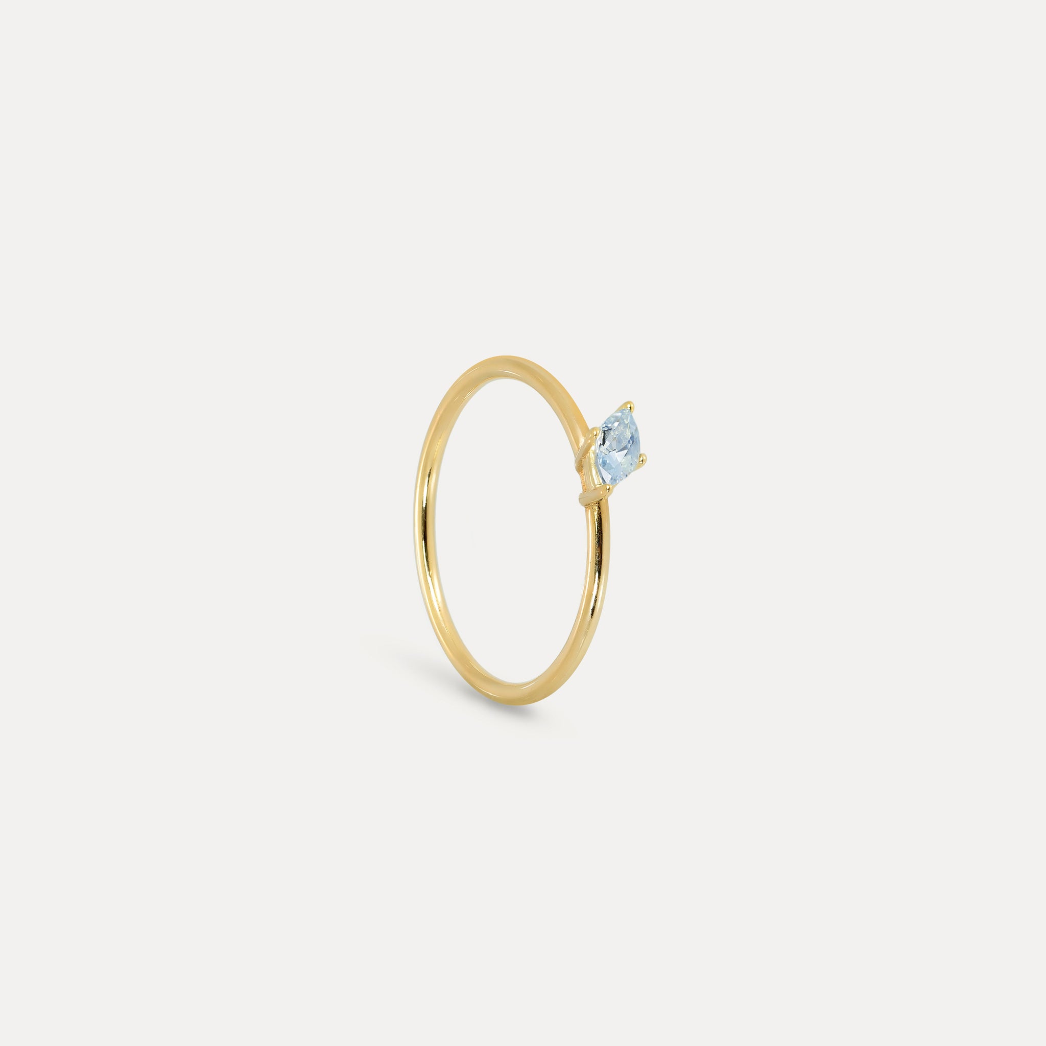 Aquamarine Navette Solitaire Ring | 14k Gold