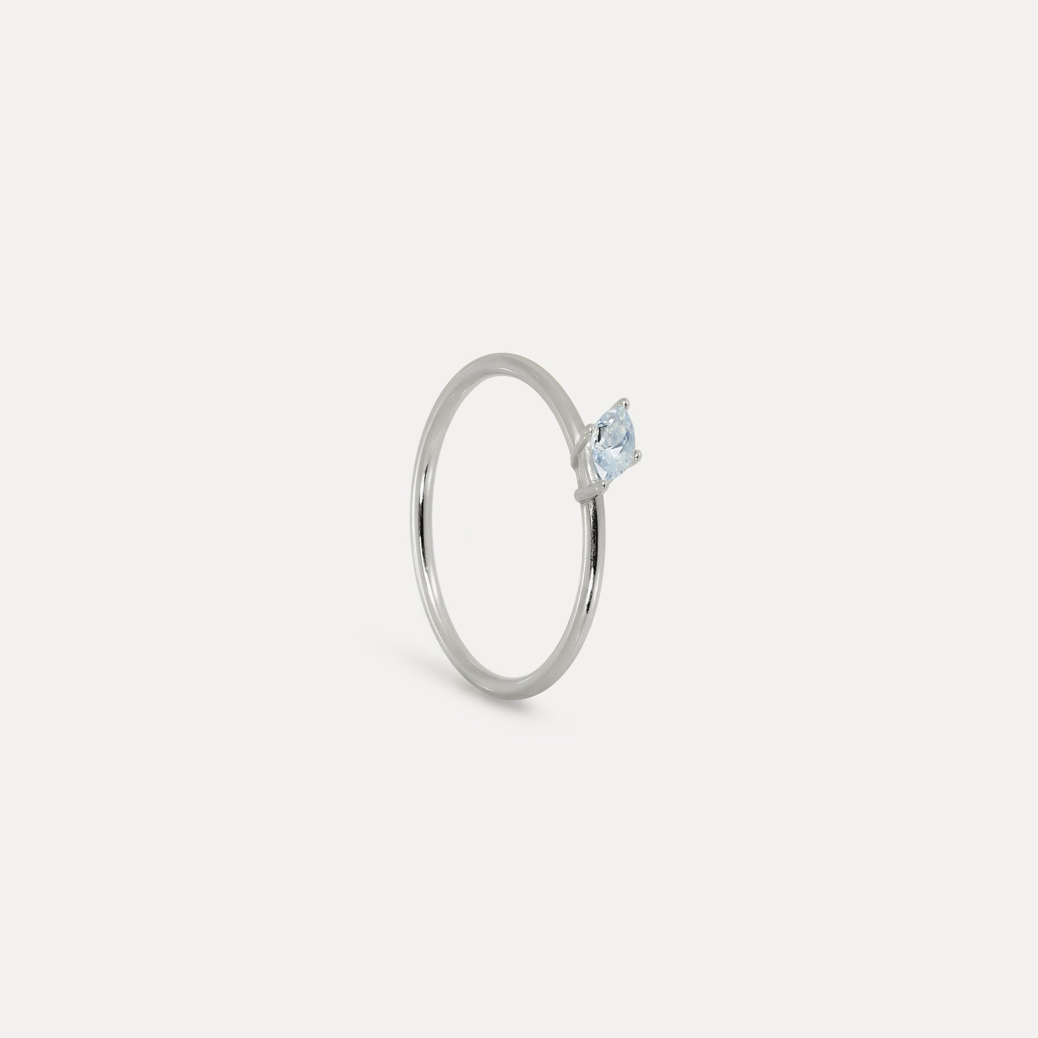 Aquamarine Navette Solitaire Ring