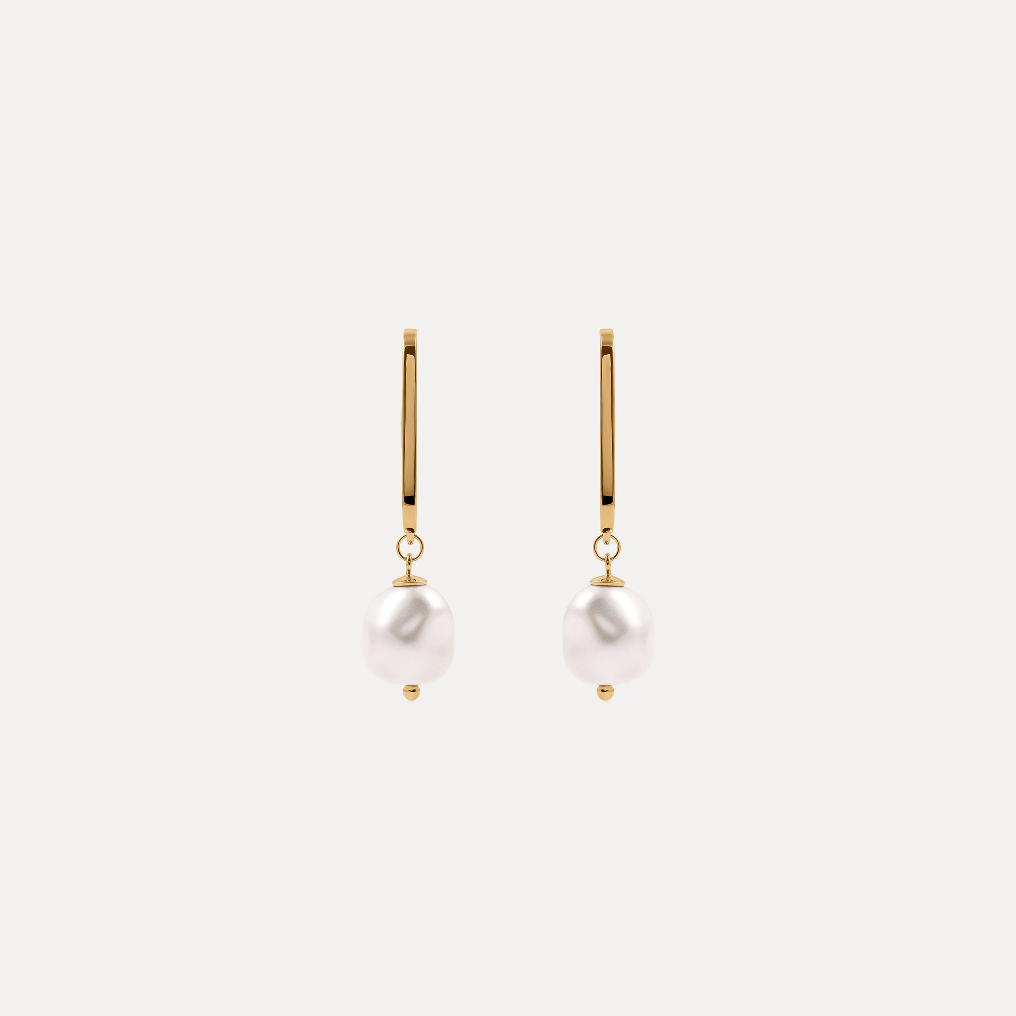 Baroque High Bar Drop Earrings Pearl