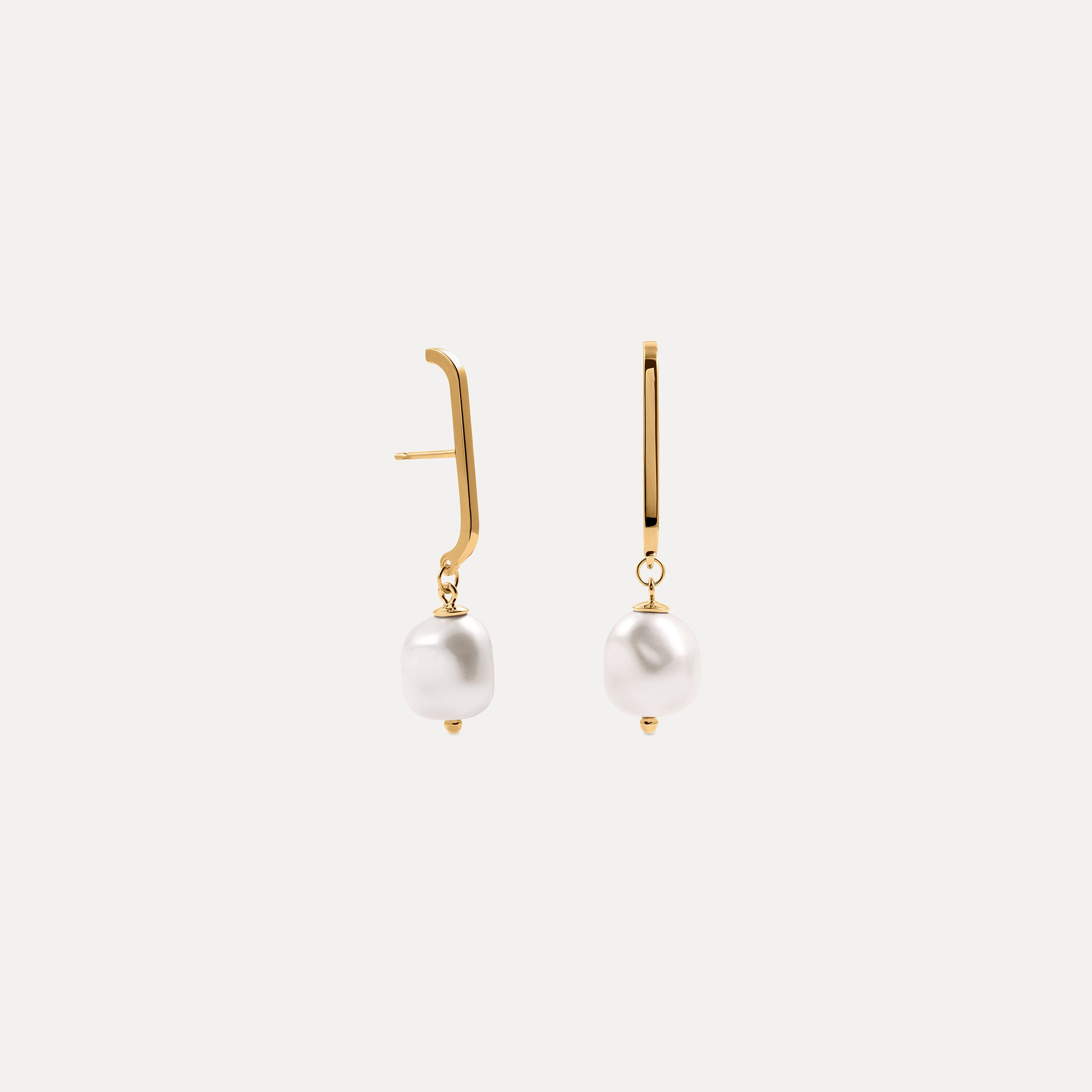 Baroque High Bar Drop Earrings Pearl