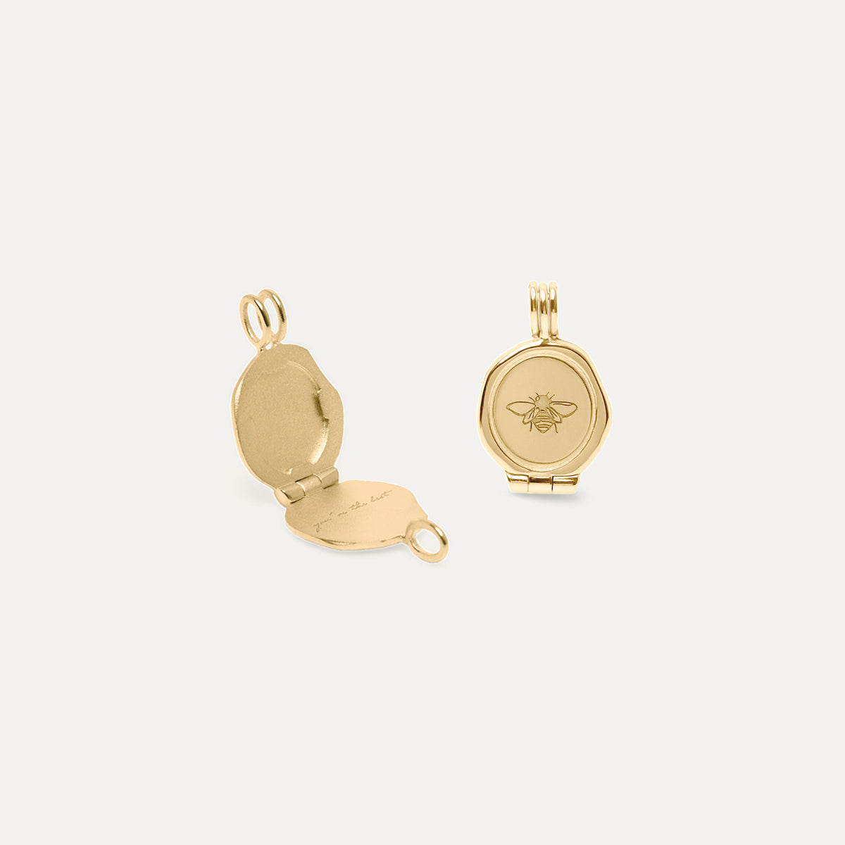 Honey Bee Seal Locket Pendant 14k Solid Gold