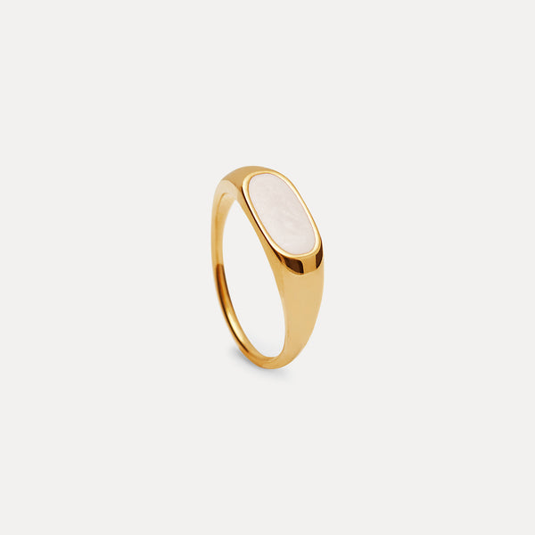 Bombé Bold Enamel Ring Pearl White