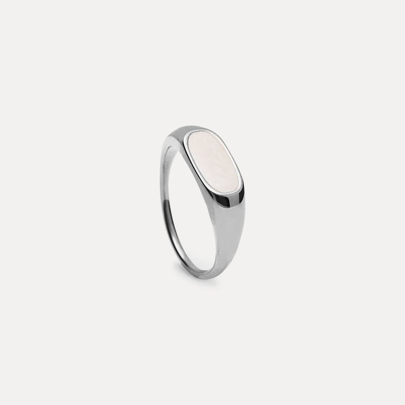 Bombé Bold Enamel Ring Pearl White