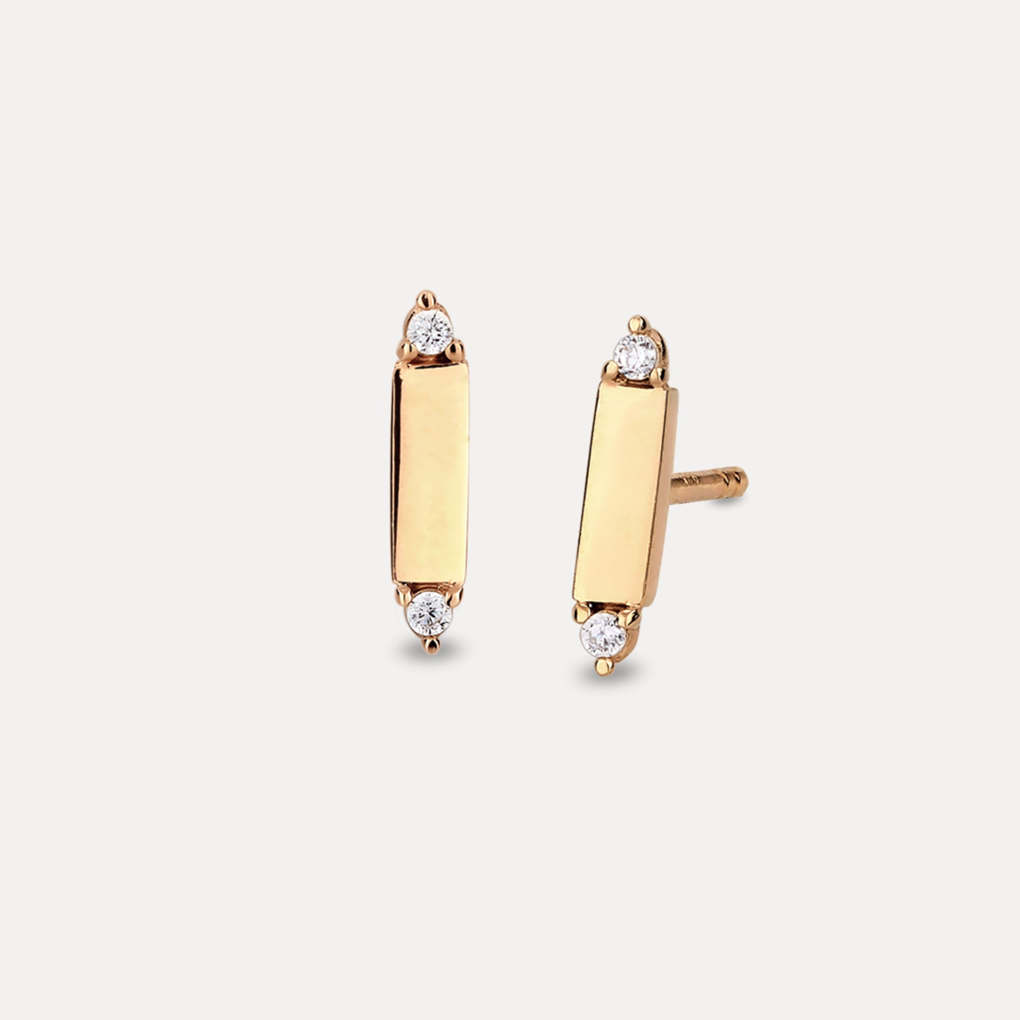 Saphir Brick Tag Ohrstecker Ohrringe | 585 Gold