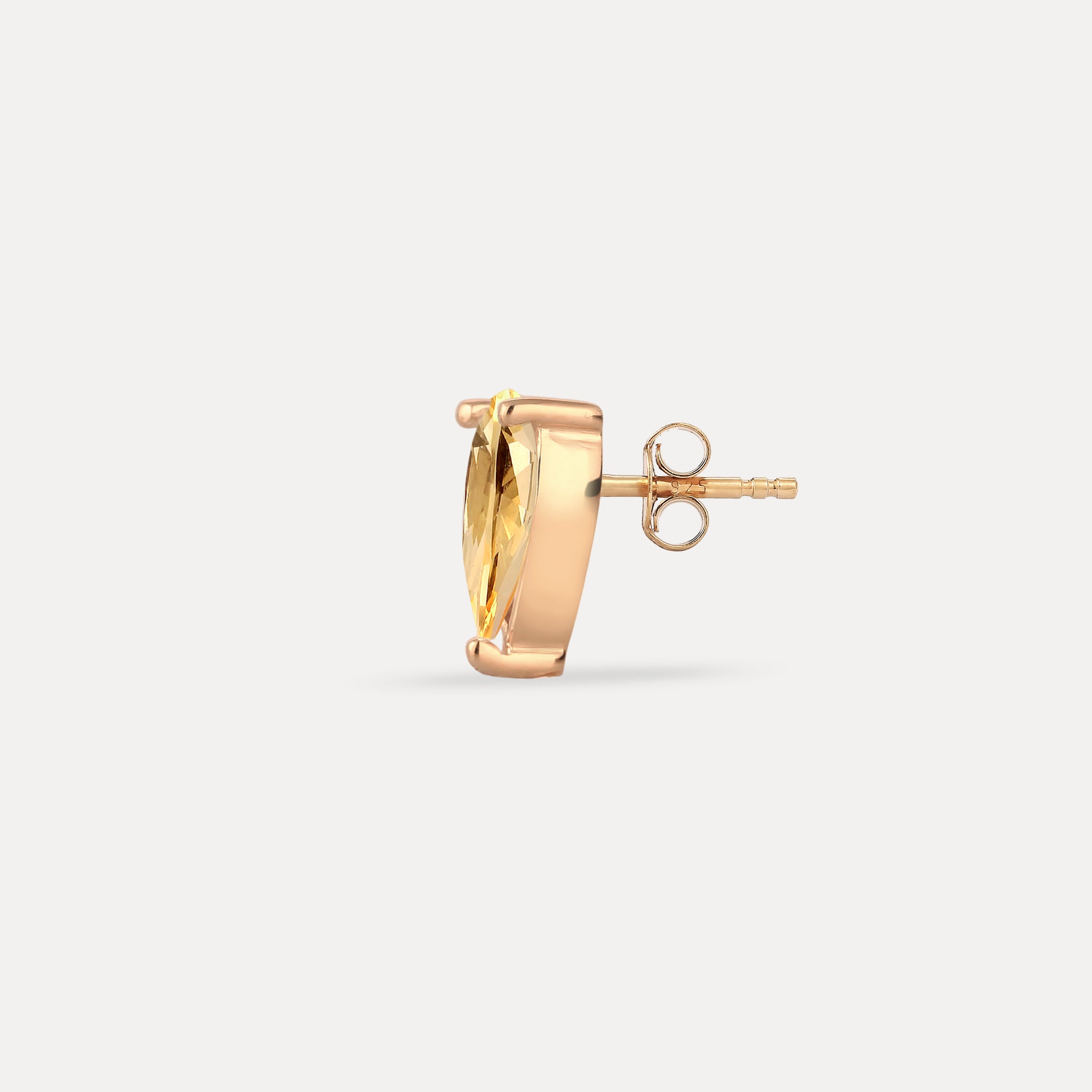 Citrine Balance Drop Stud Earring - Single | 14K Gold