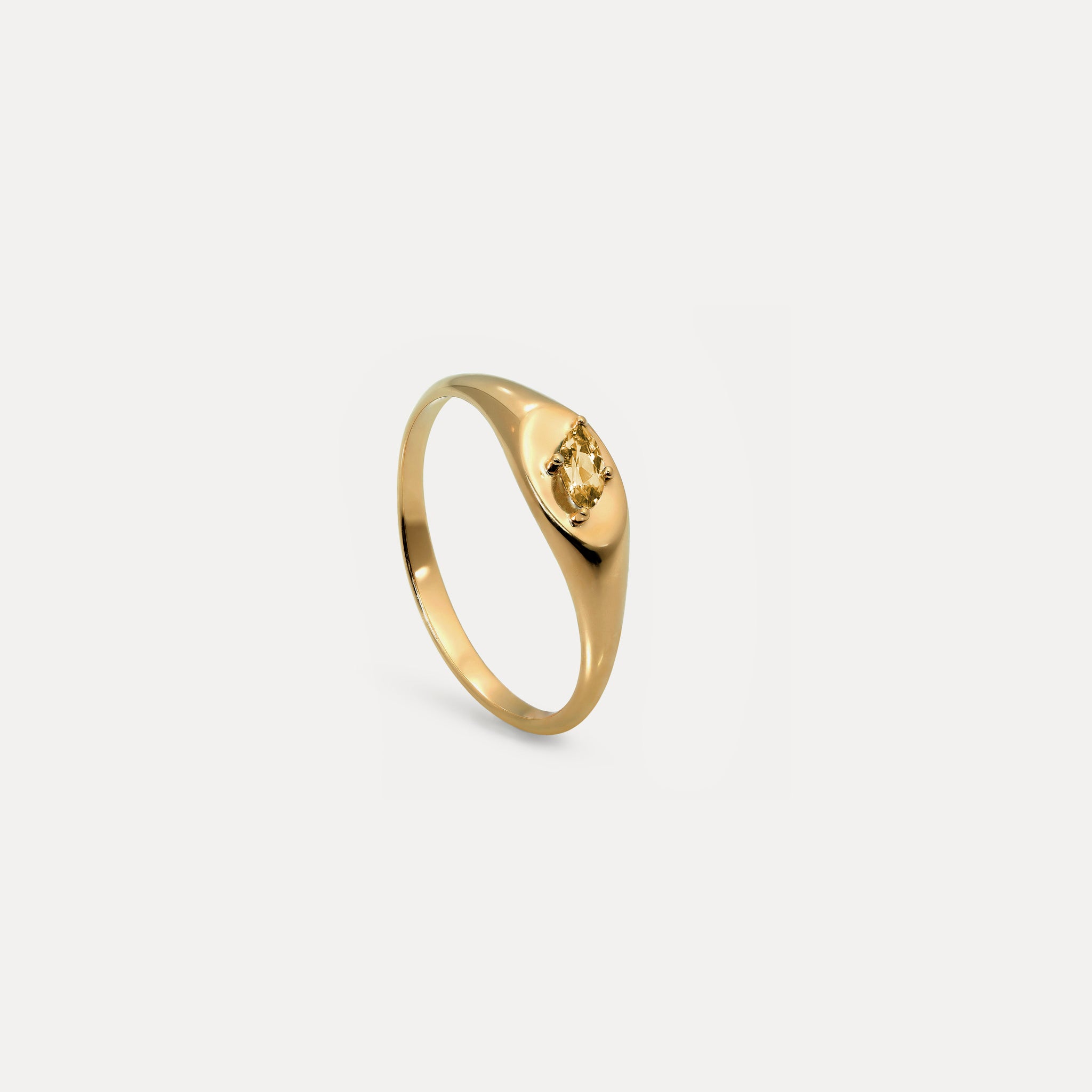 Citrine Navette Platform Signet Ring