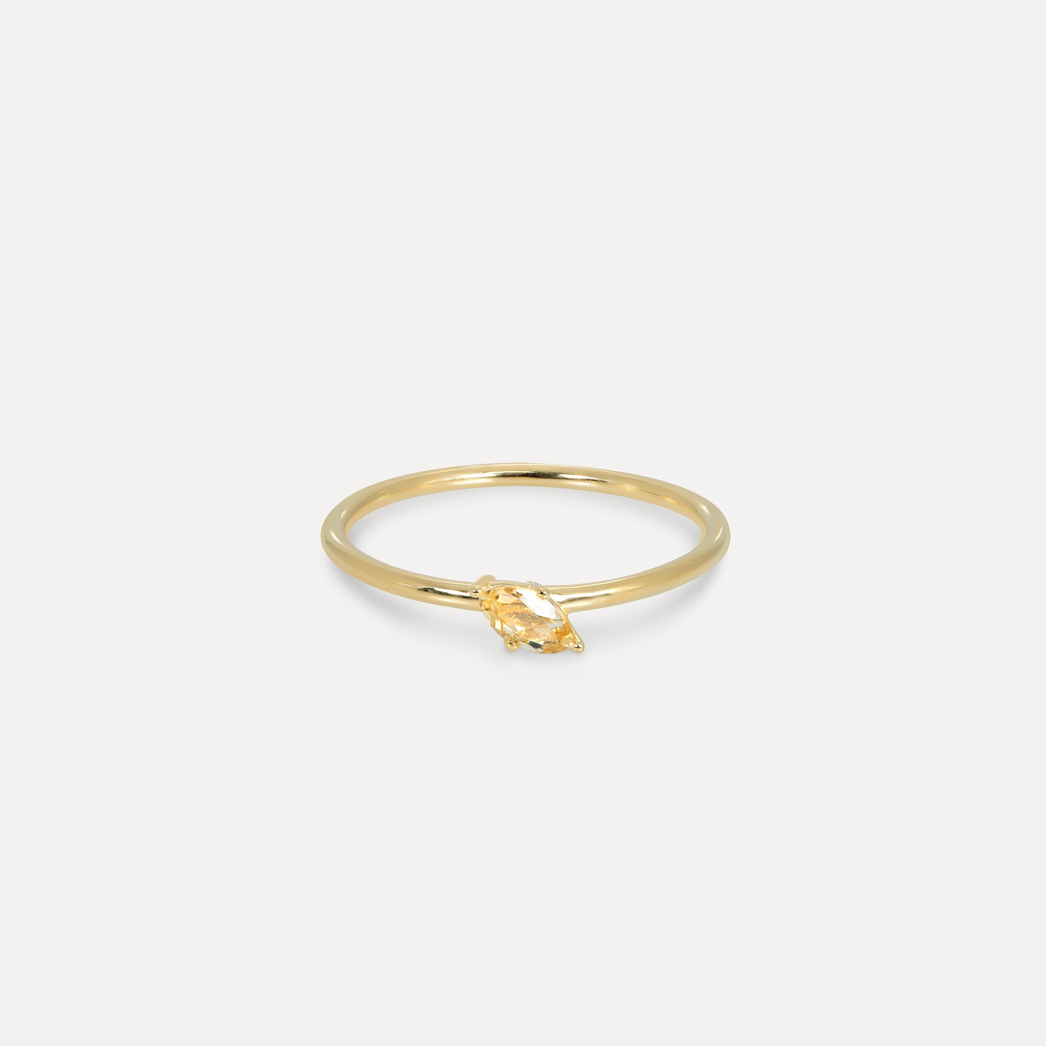 Citrine Navette Solitaire Ring | 14k Gold