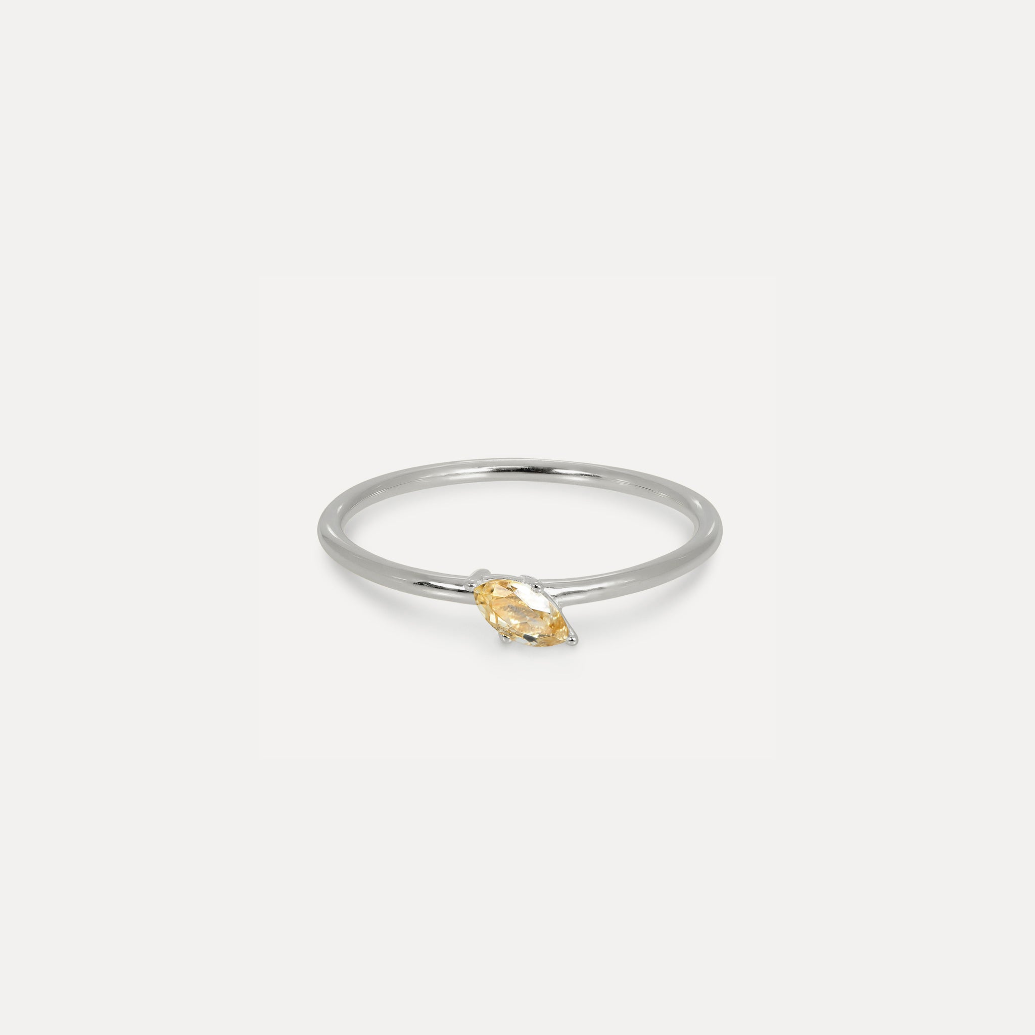 Citrine Navette Solitaire Ring