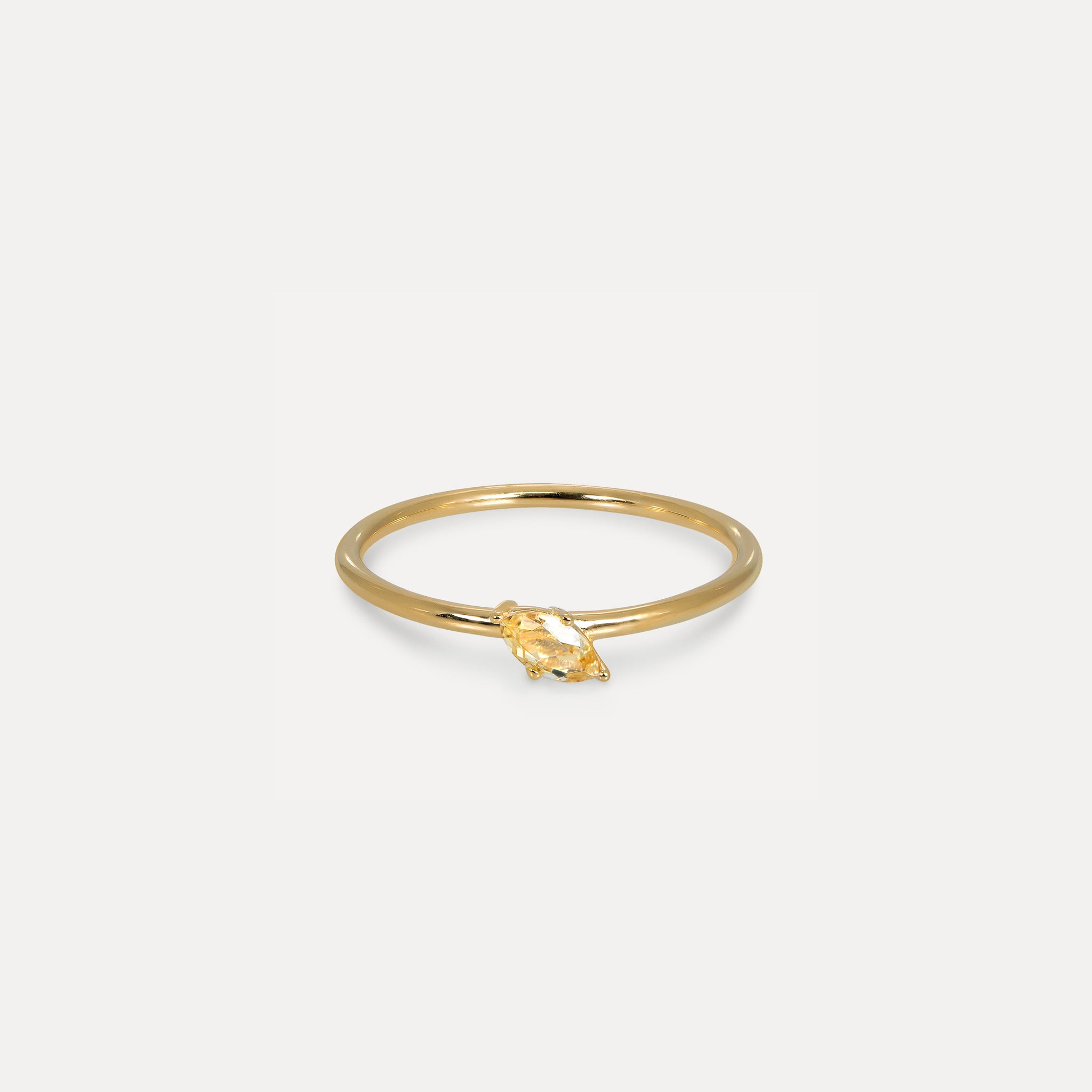 Citrine Navette Solitaire Ring