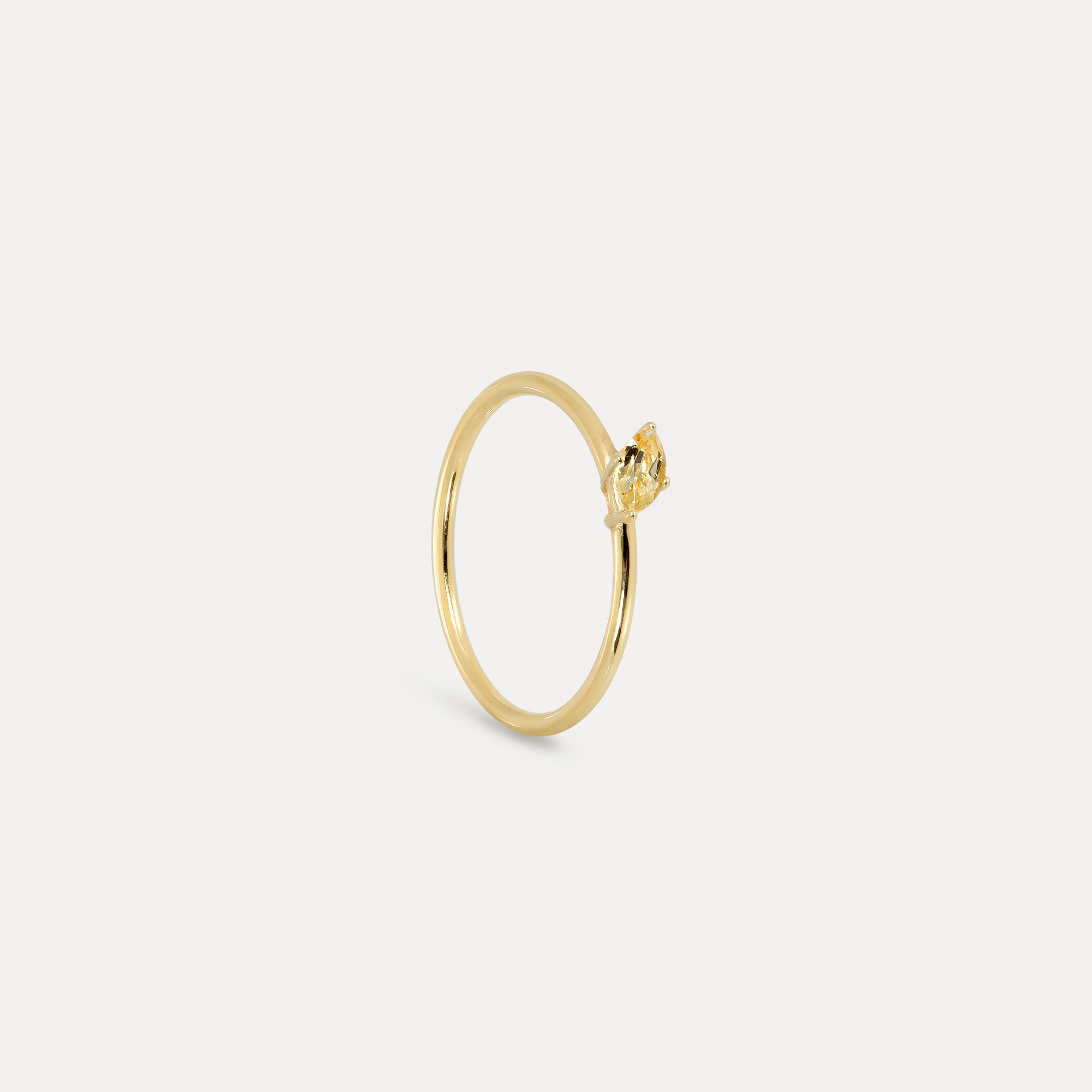 Citrine Navette Solitaire Ring | 14k Gold