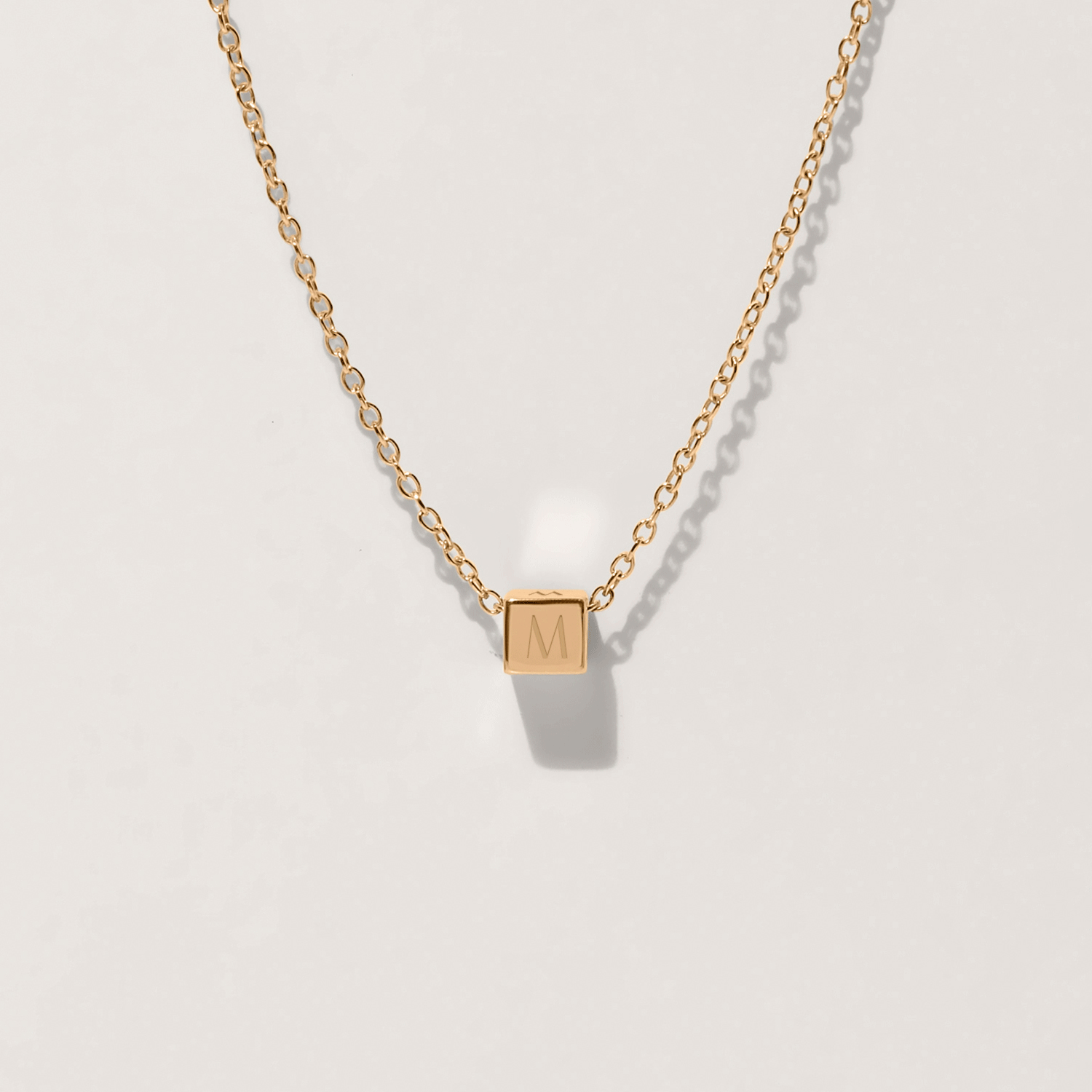 Cube with Anchor Chain 14k Solid Gold