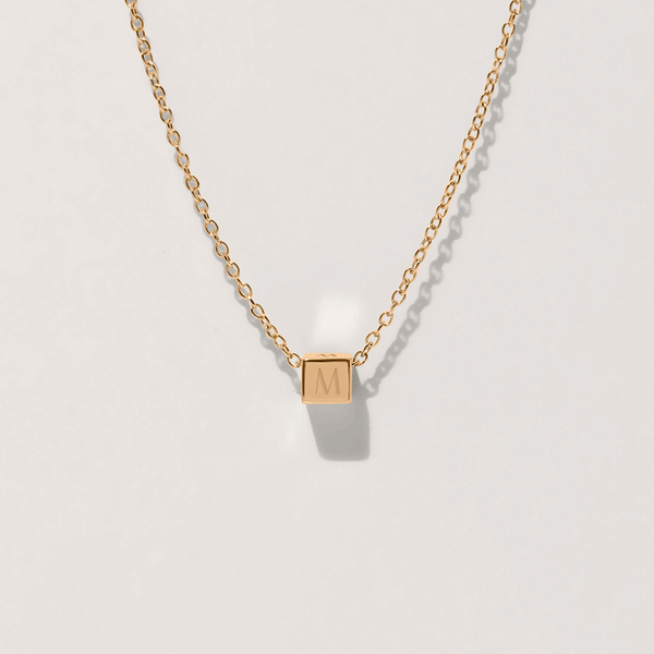 Cube with Anchor Chain 14k Solid Gold