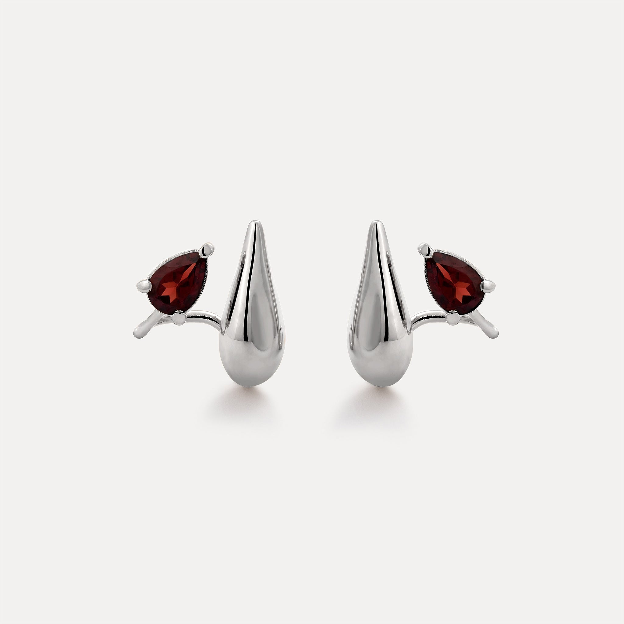 Red Garnet Drop Double Earrings